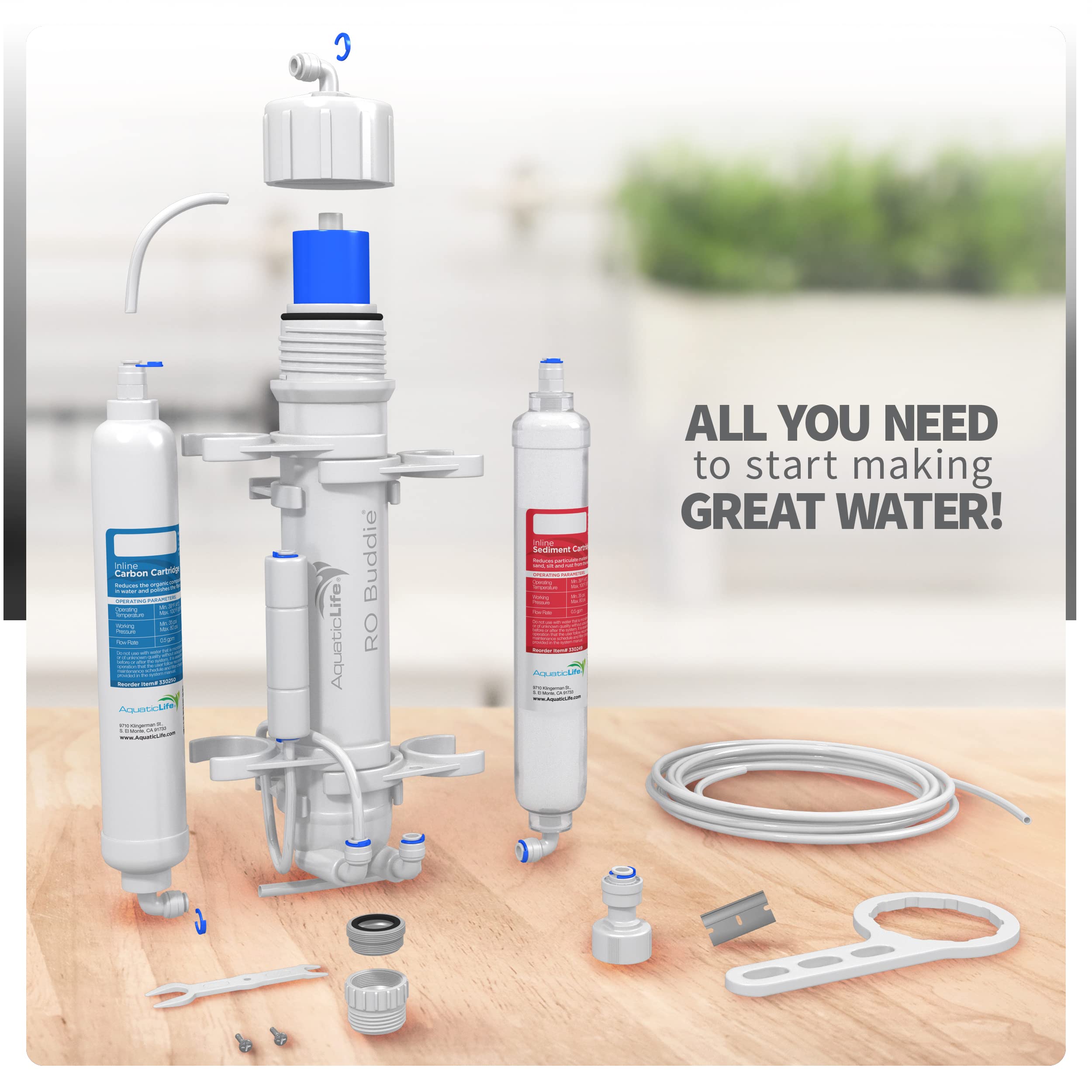 Aquaticlife Ro Buddie 3-Stage Reverse Osmosis Water Filtration System, Ro Unit 100 Gpd