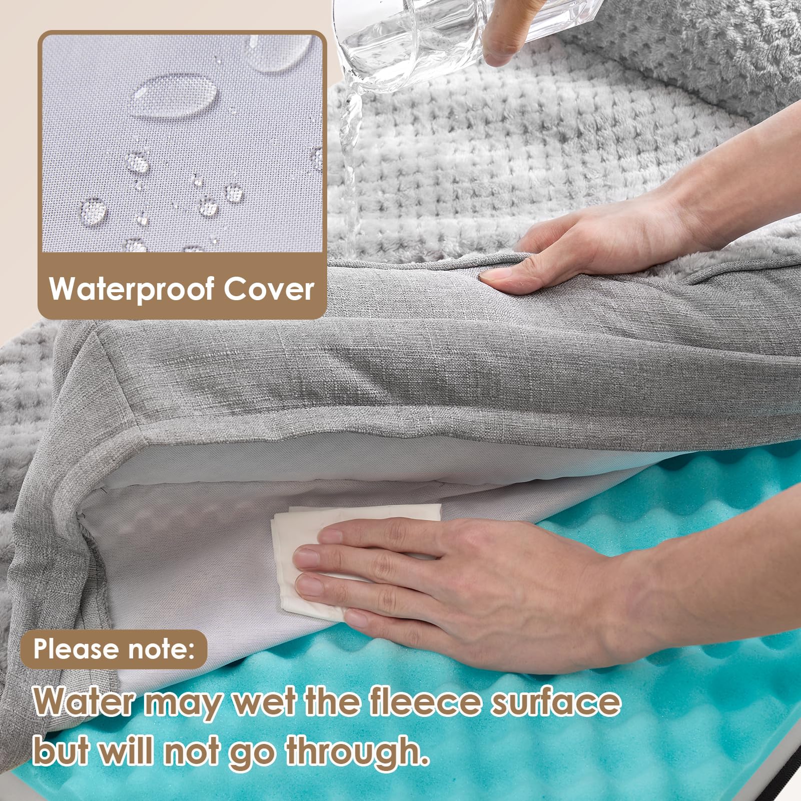 Eheyciga Memory Foam Dog Bed Medium Sized Dogs, Waterproof Dog Bed Orthopedic With Washable Removable Cover, Non-Slip Pet Bed Couch For Crate, 30X20X6 Inches, Grey