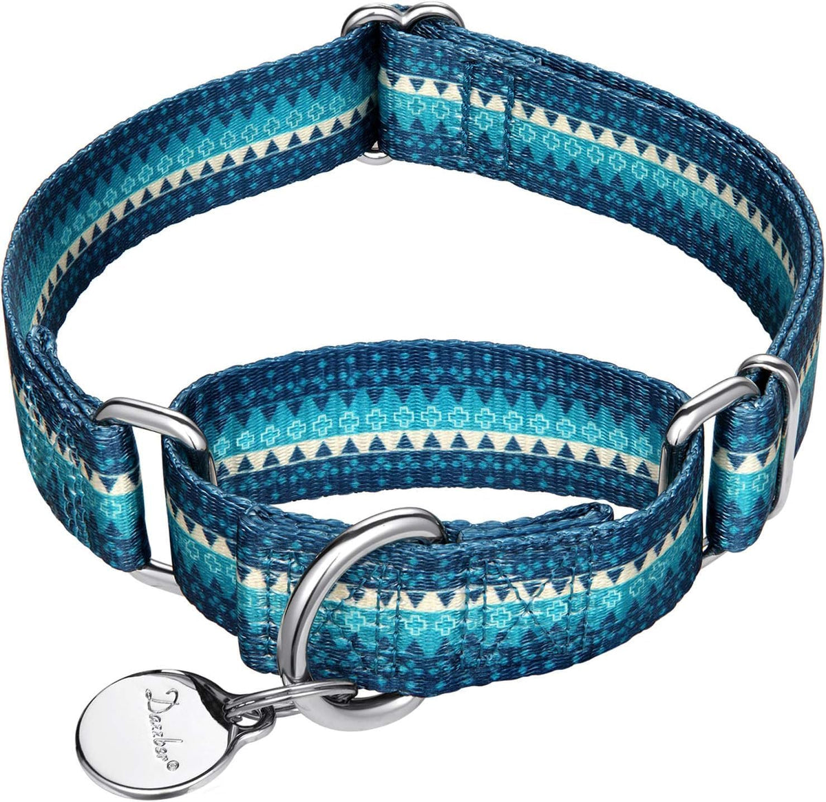 Dazzber Martingale Dog Collar For Fashion Print Pattern And No Pull Pet Collar, Silky Soft Safety Training Collars For Medium And Large Dogs (Medium, Turquoise)