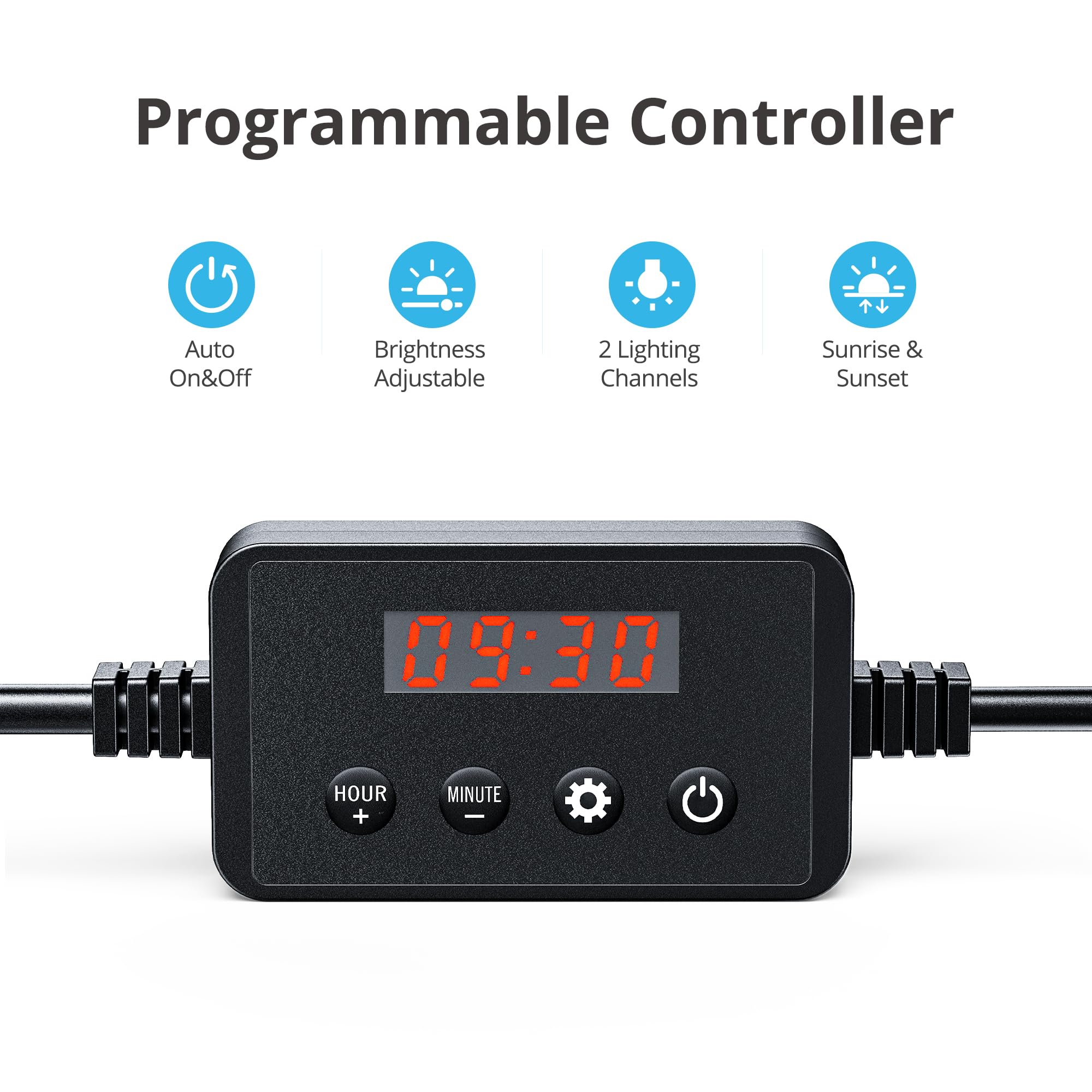 NICREW ClassicLED Plus LED Aquarium Light with Timer, 32 Watts, for 48 to 54 Inch Fish Tank Light, Daylight and Moonlight Cycle