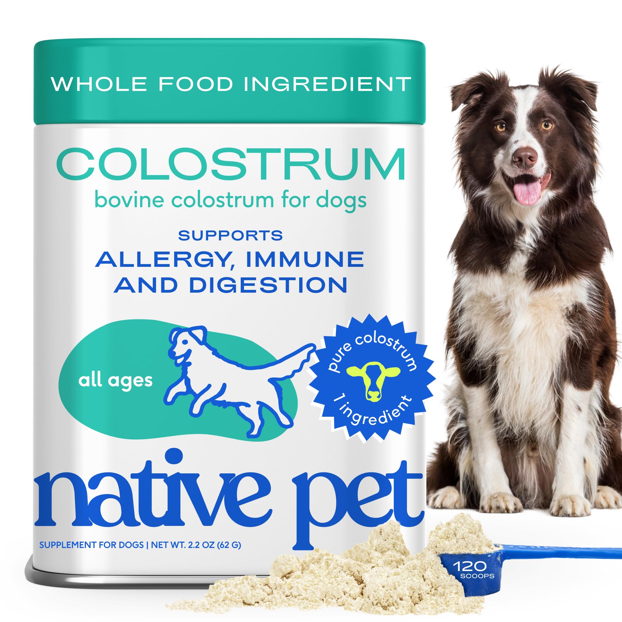 Native Pet Colostrum for Dogs - Bovine Colostrum Powder - Allergy Relief, Immune Support & Itchy Skin Treatment - Dog Multivitam