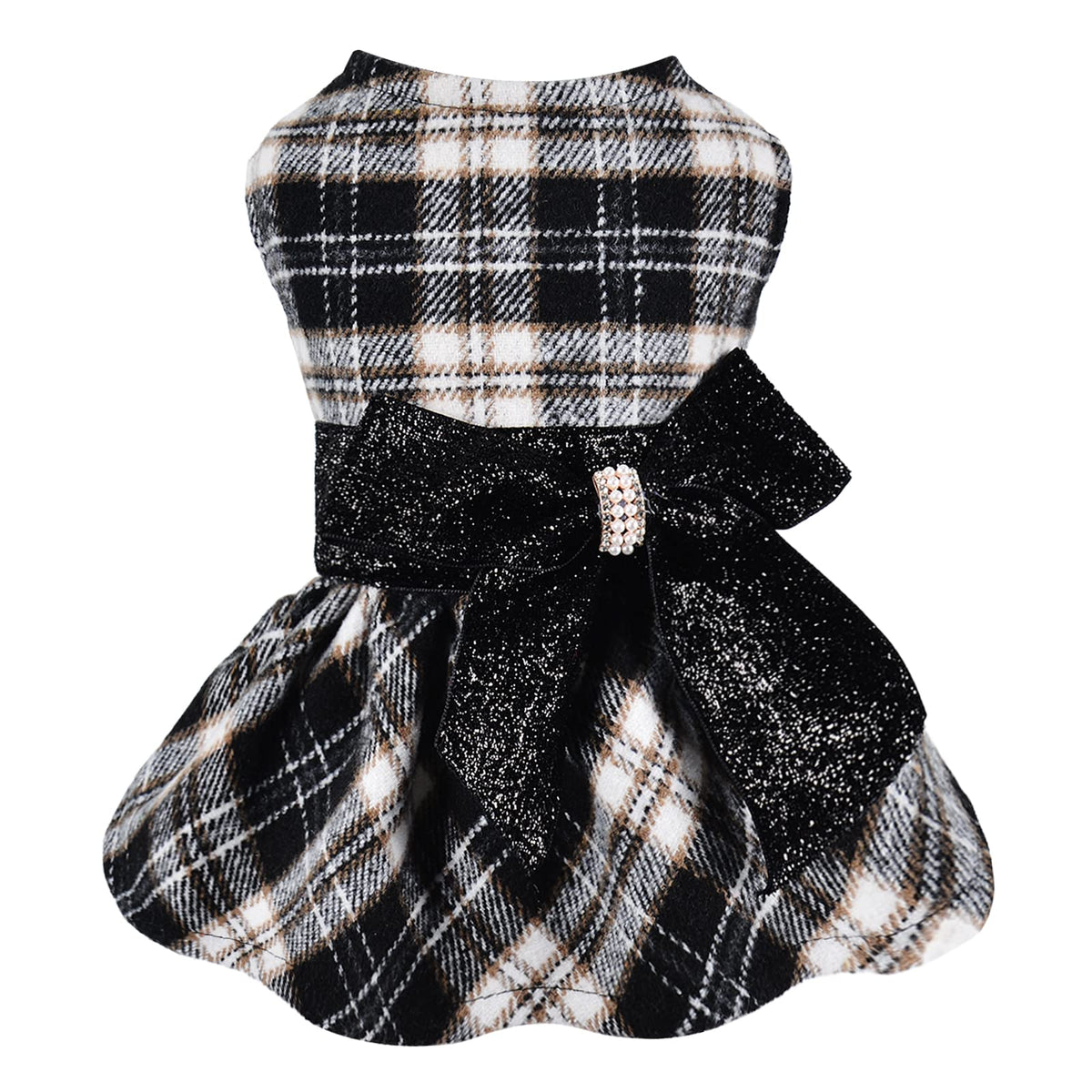 Dog Dresses For Small Dogs Girl Winter Puppy Sweater Dress Cold Weather Pet Coat Clothes Outfit Plaid Cat Wedding Skirt Apparel For Chihuahua Yorkie Teacup (Small (3-5 Ib), Black Plaid)