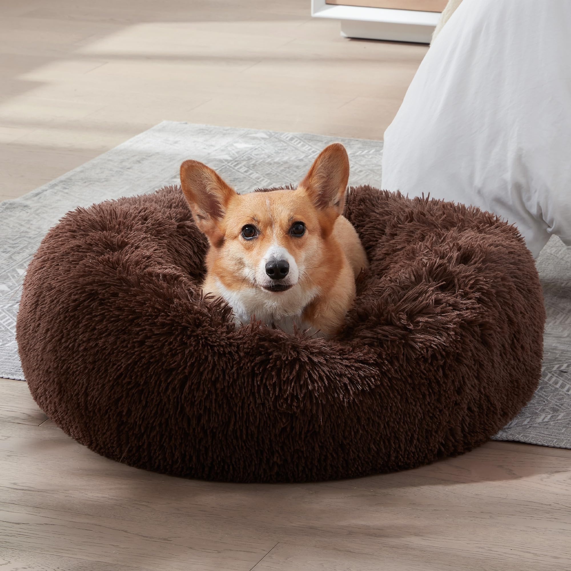 Western Home Faux Fur Dog Bed & Cat Bed (30'', Coffee)