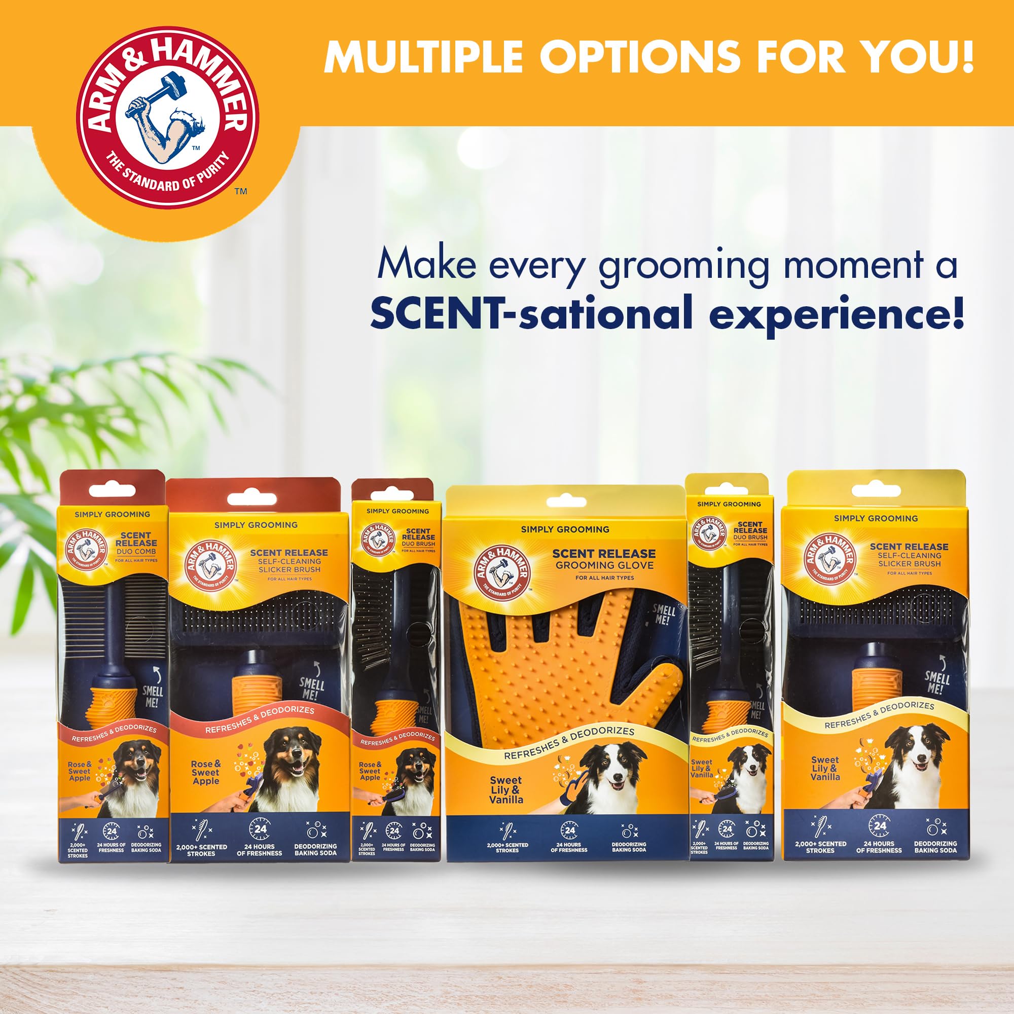 Arm & Hammer Deodorizing Dog Comb with Fragrance Transfer Technology - Scented Dog Grooming Comb for Detangling & Shedding, Dema