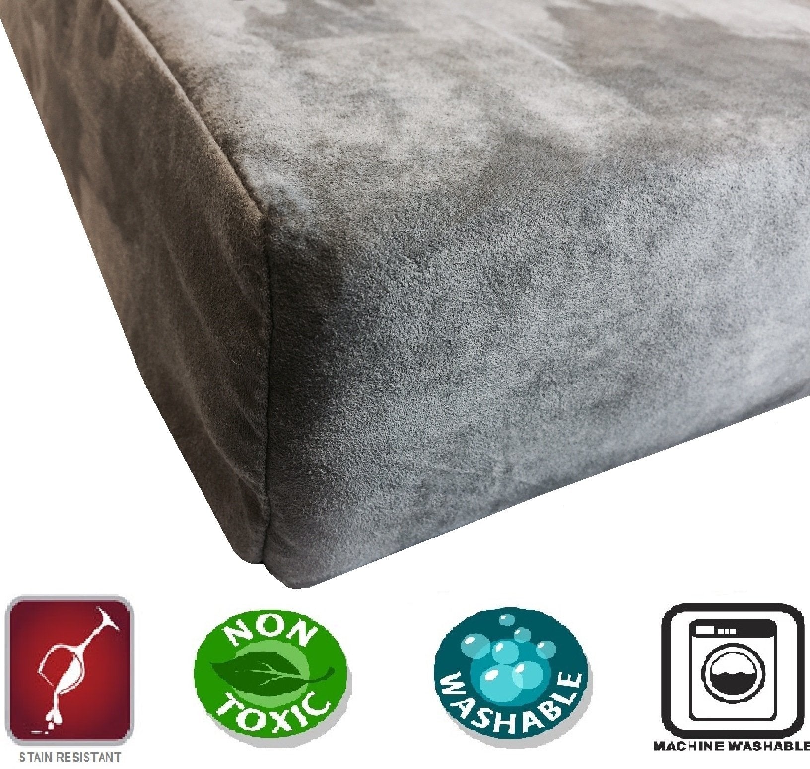 XL Orthopedic Waterproof Durable Dog Bed for Medium to Large Dogs with Cool Memory Foam Pad, Microsuede in Gray, 40''X35''X4''