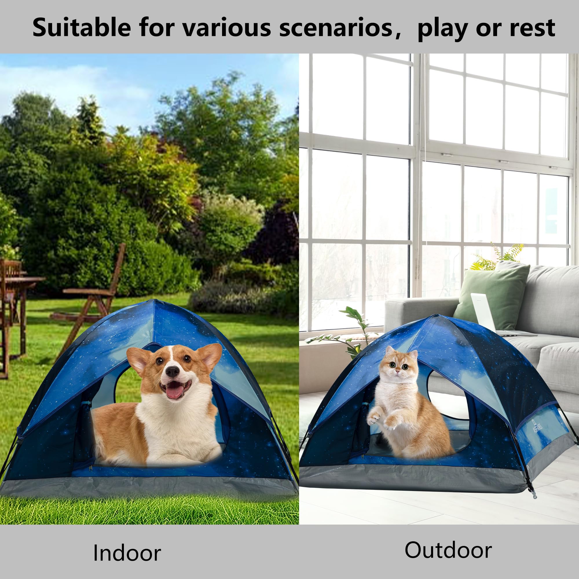 ASFANES Outdoor Waterproof Pet Camping Tent, Cave Bed for Indoor Cats and Small Dogs, Portable Cat House Dog House, 21.6x21.6x14
