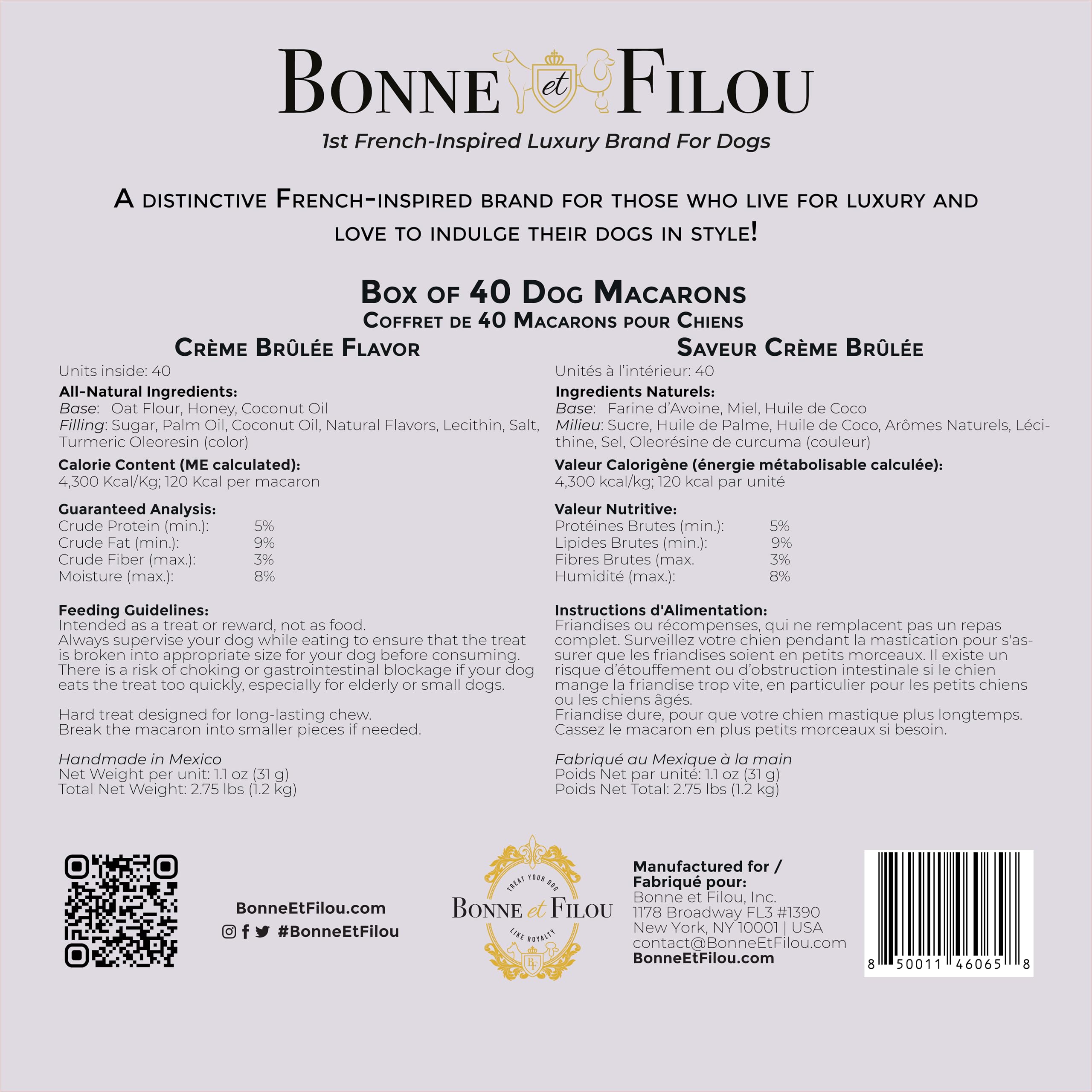 Bonne et Filou Dog Treats Creme Brulee Cupcakes - Gourmet Macaron Cakes, 40 Count Bulk Pack - Healthy & Delicious Human Grade Sn