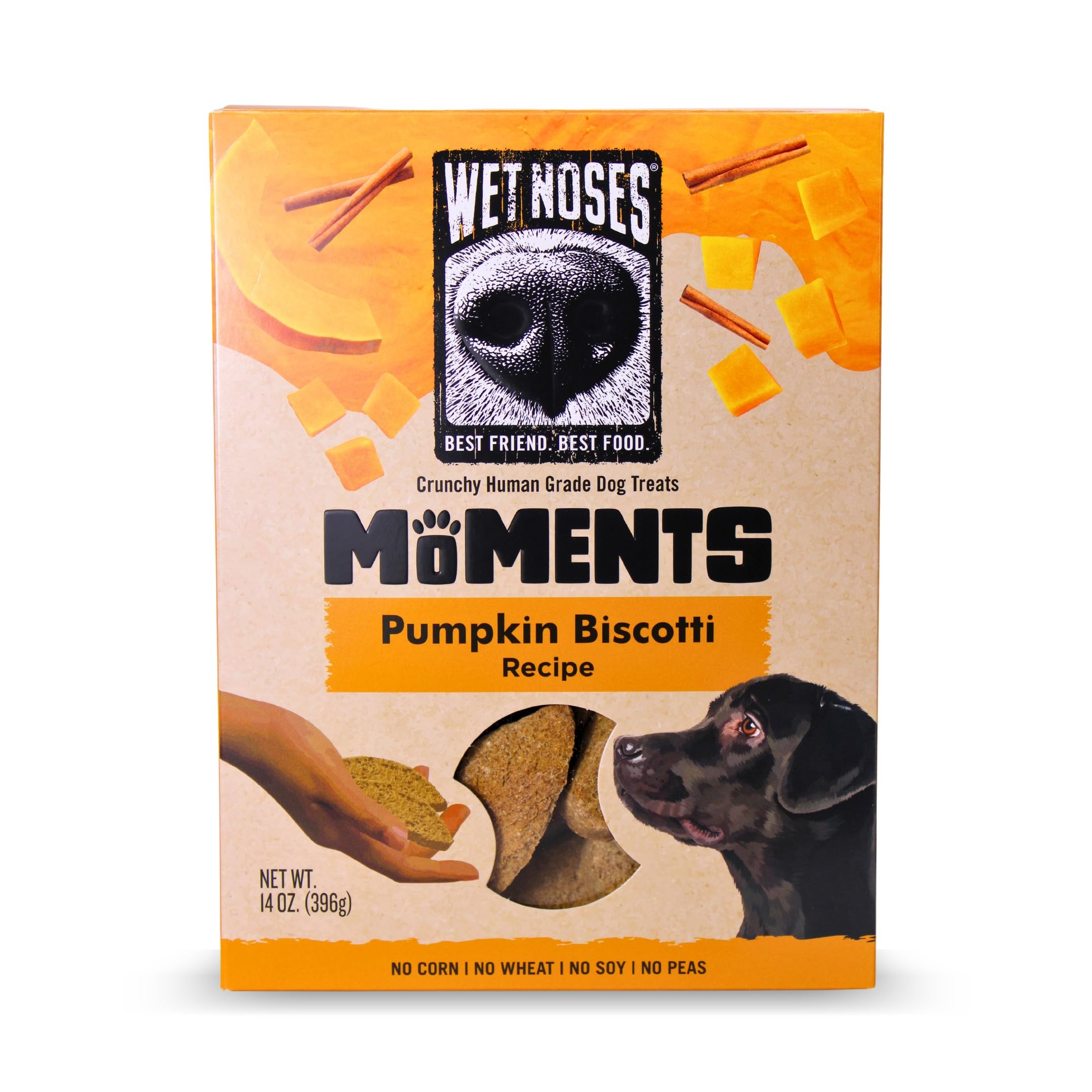 Wet Noses Moments Non-GMO Pumpkin Biscotti Crunchy Dog Treats - 14oz | No Corn, Wheat, Soy or Peas, Made with 7 Simple Ingredien