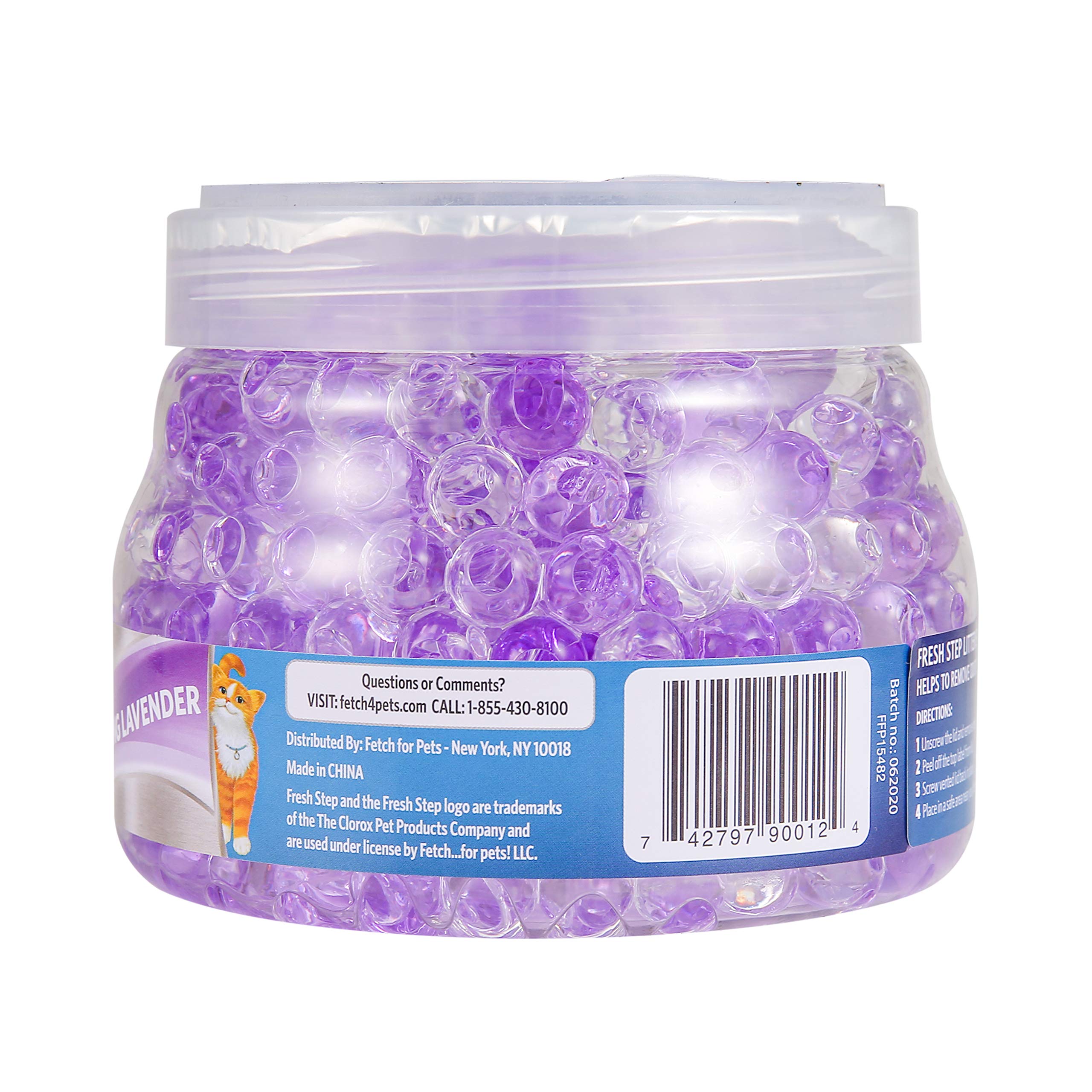 Fresh Step Litter Box Deodorizing Gel Beads In Soothing Lavender Scent | Deodorizing Gel Beads Air Freshener For Pet Smells From Litter Box | 12 Oz Pet Odor Eliminating Gel Beads To Freshen Air