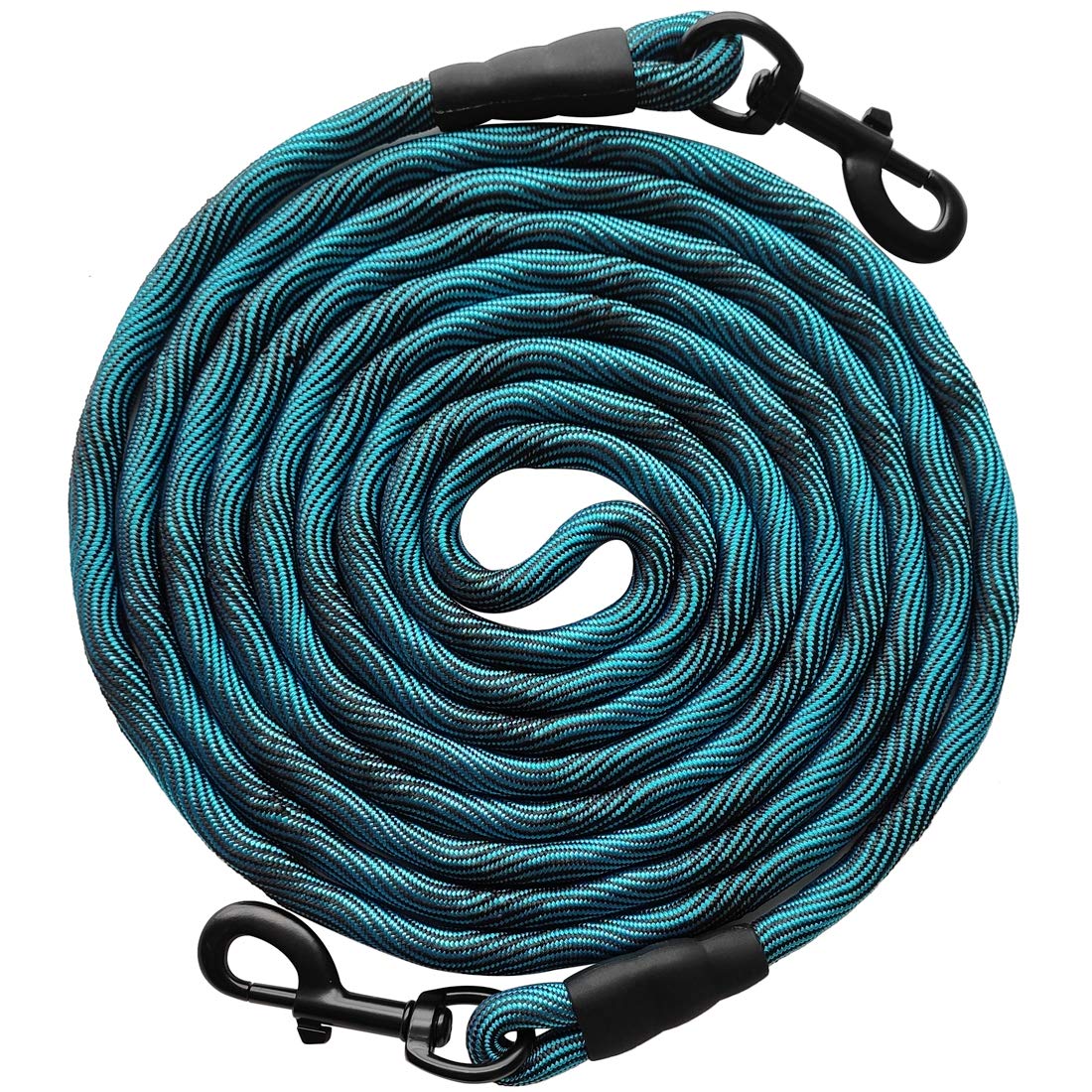 Btinesful Tie-Out Check Cord Long Rope Dog Leash, 12Ft 20Ft 30Ft 50Ft Recall Training Lead Leash- Great For Large Medium Small Dogs Training, Playing, Camping, Or Backyard (12Ft, Blue Black)