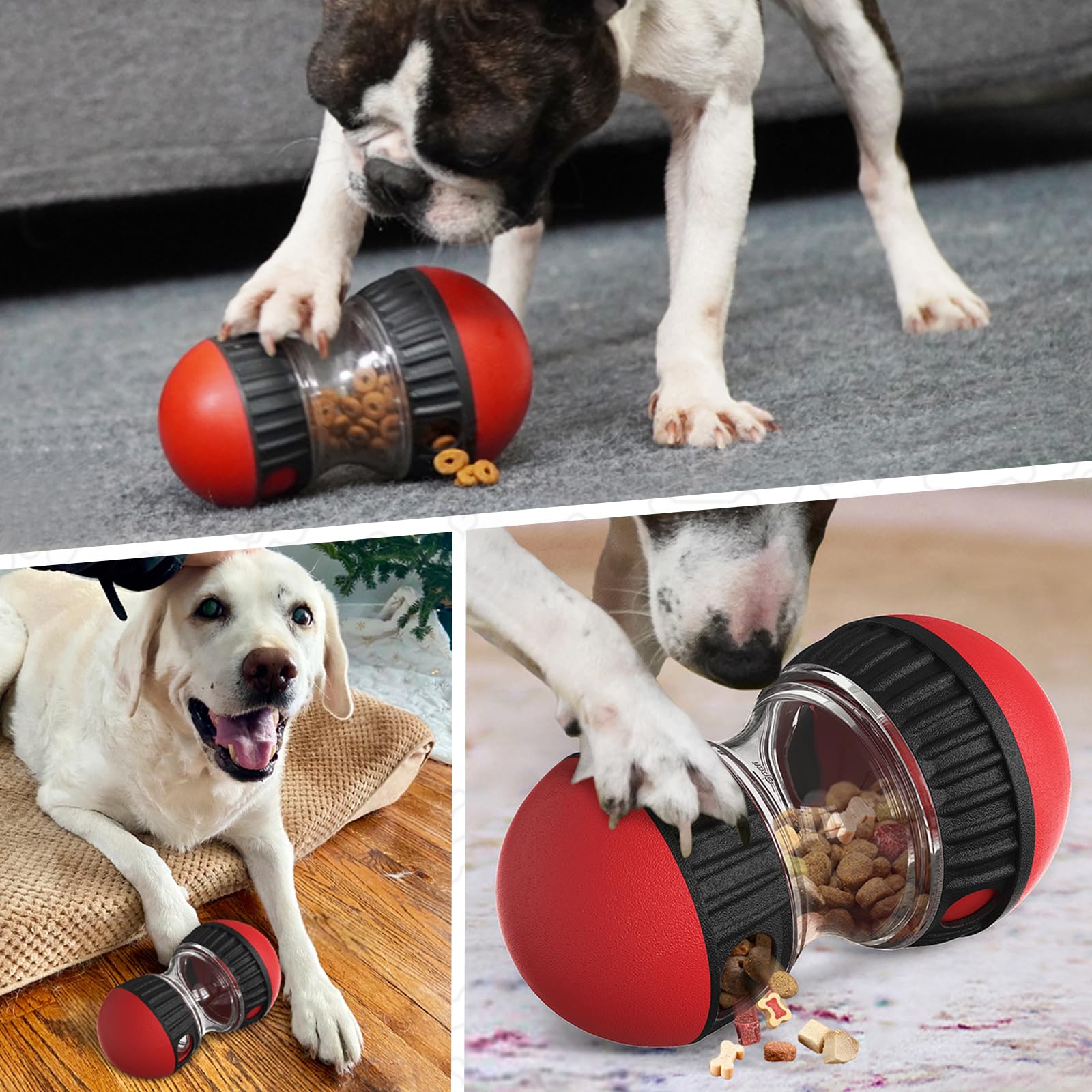 COSOWO Interactive Dog Treat Dispenser and Puzzle Toys, Dog Slow Food Feeder Rolling Ball for Reducing Boredom and IQ Training T