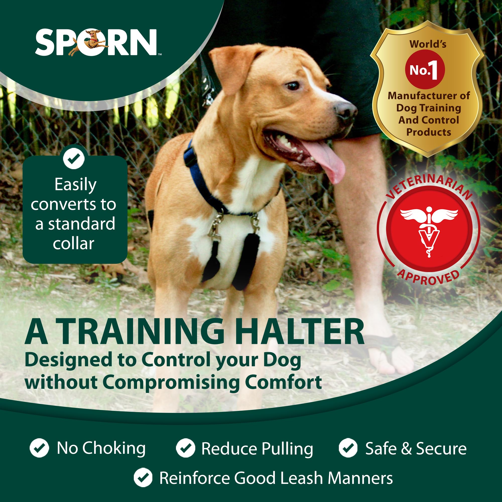 Sporn Original Training Halter, No Pull Harness Medium Size Dog With Blue Padded Sherpa Sleeves, Breathable No Pull Dog Harness Medium Sized Dog, Provides To All Medium Sized Breeds