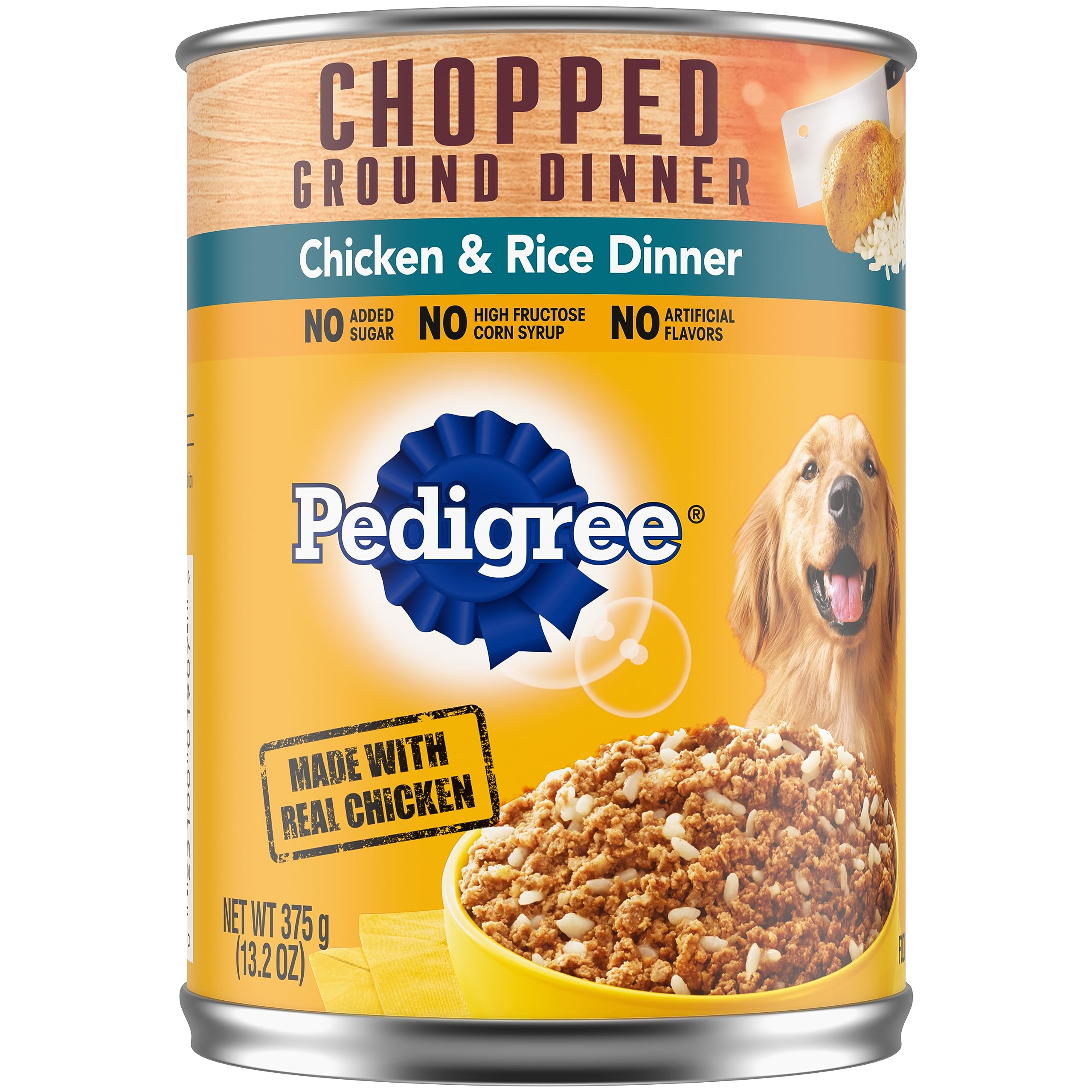 PEDIGREE Adult Canned Wet Dog Food Chopped Ground Dinner Chicken & Rice Flavor, (12) 13.2 oz. Cans