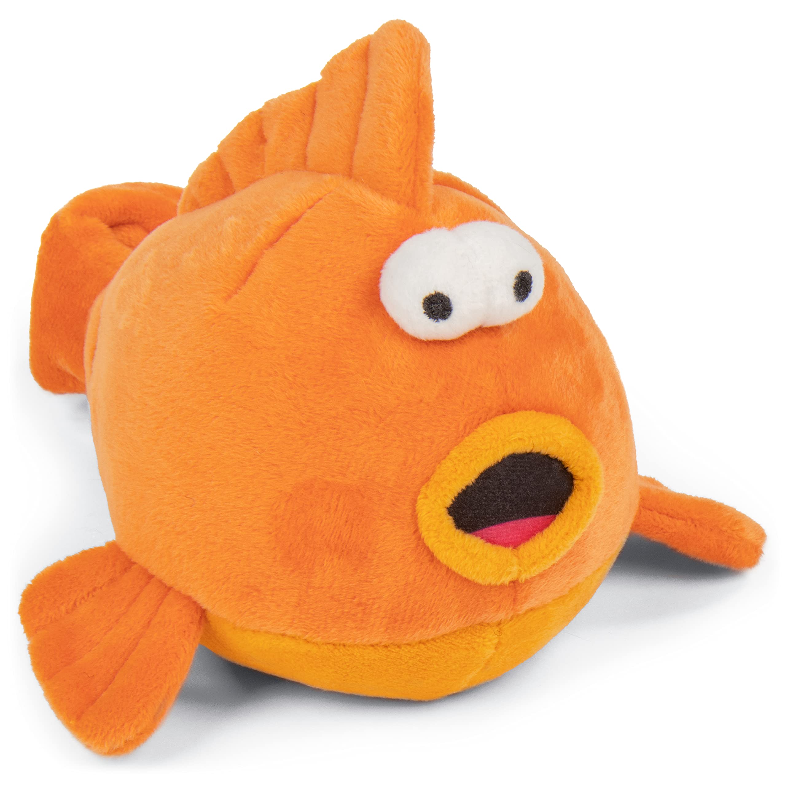 Godog Action Plush Goldfish Animated Squeaky Dog Toy, Chew Guard Technology - Orange, One Size