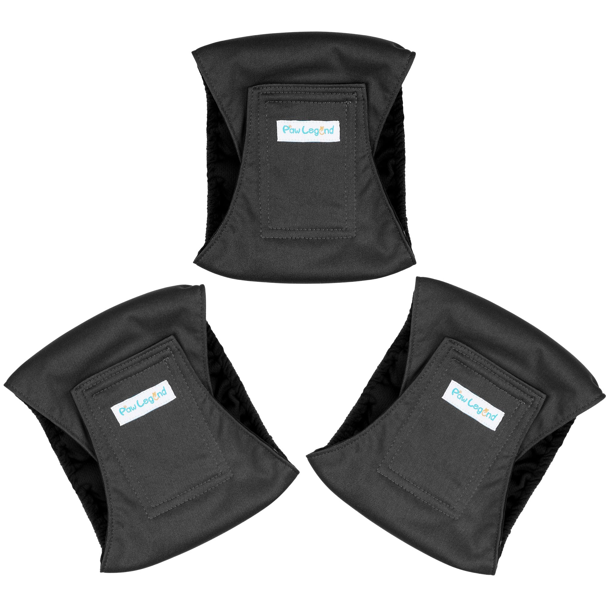 Paw Legend Washable Dog Belly Band Wrap Diapers For Male Dog | High Absorbing Puppy & Doggy Diapers Male (3 Pack,Black,Black,Black,Small)