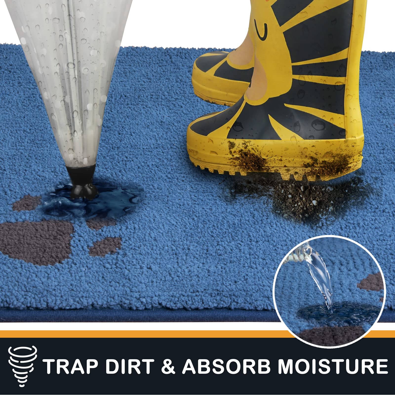 PURRUGS Dirt Trapper Door Mat 32  x 70 , Non-Skid/Slip Machine Washable Microfiber Entrance Rug, Shoes Scraper, Dog Doormat, Sup