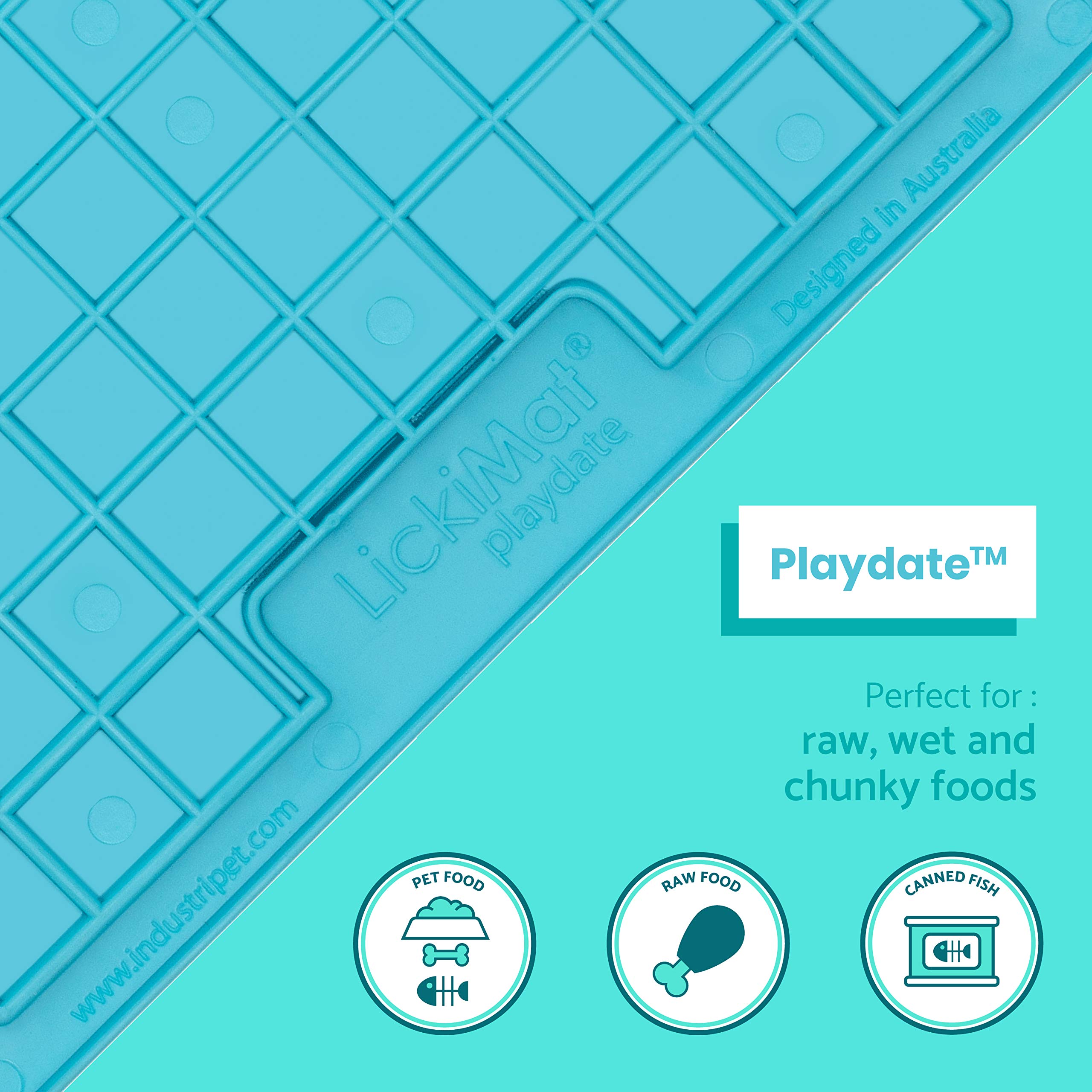 LickiMat Classic Playdate, Cat Slow Feeder Lick Mat, Boredom Anxiety Reducer; Perfect for Food, Treats, Yogurt, or Peanut Butter