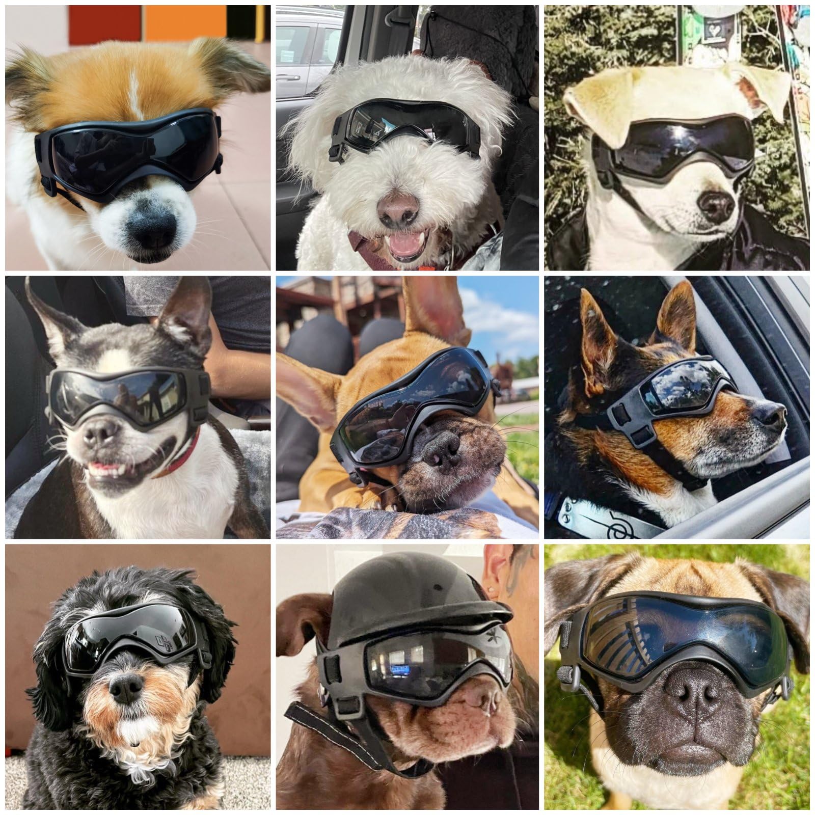 Namsan Dog Sunglasses Medium Breed, Uv Protection, Anti-Fog Dog Goggles For Small To Medium Dogs, Summer Windproof Dog Eye Protection, Winter Snow Eyewear, Easy Put-On/Adjustable, Cool Black