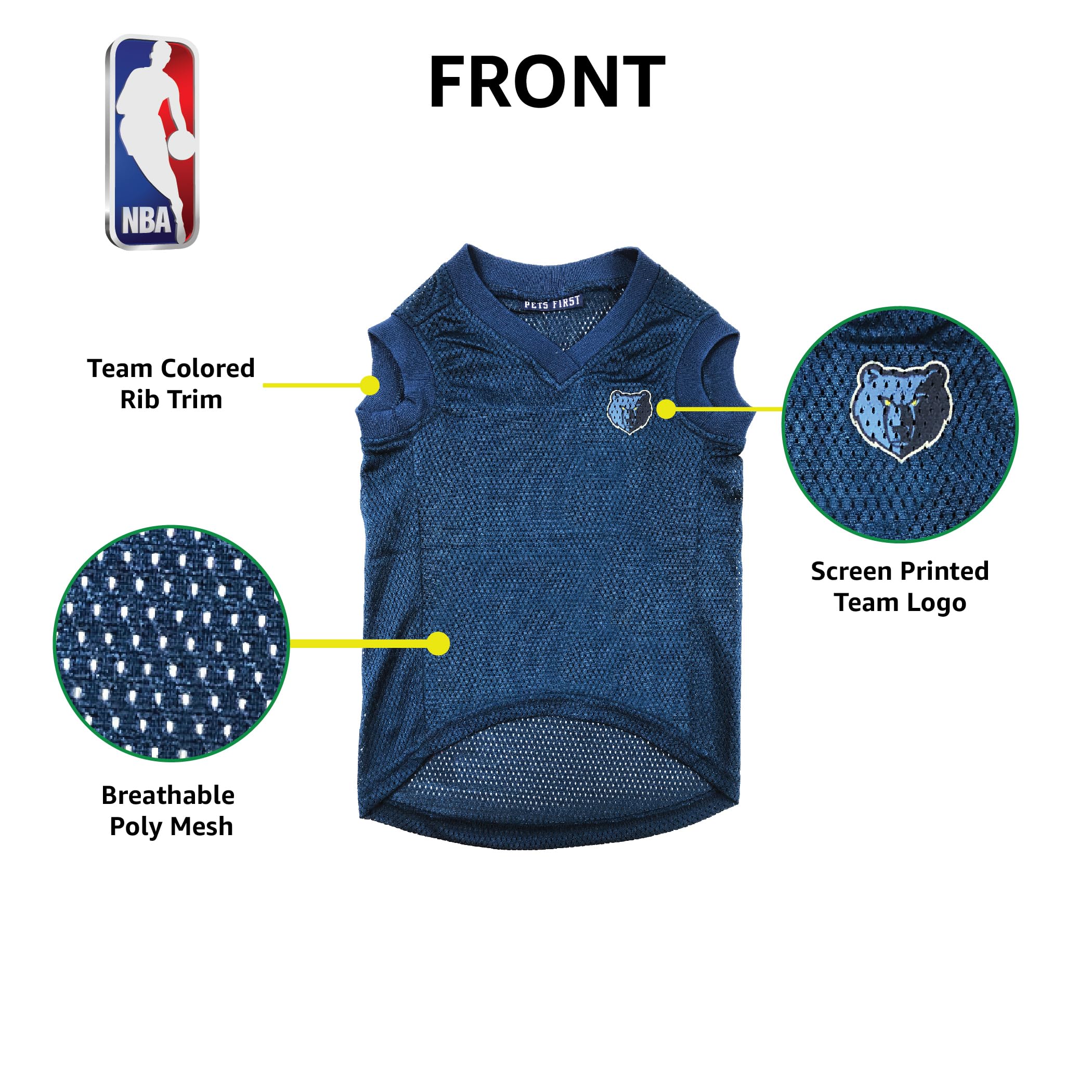 Pets First NBA MEMPHIS GRIZZLIES DOG Jersey, Medium - Tank Top Basketball Pet Jersey