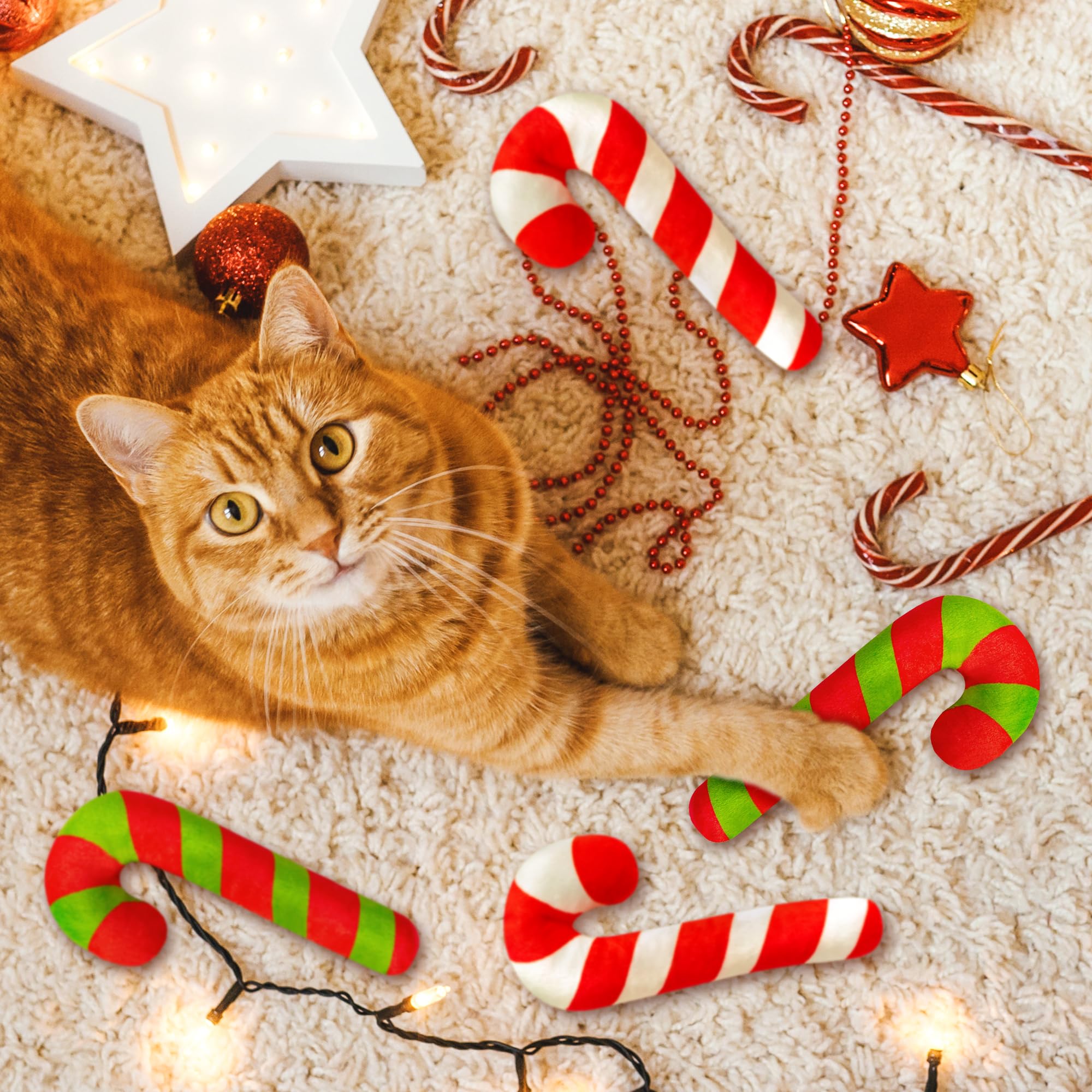 Mallmall6 4Pcs Christmas Cute Catnip Toys Gift, Cute Interactive Cat Toy For Pet Presents