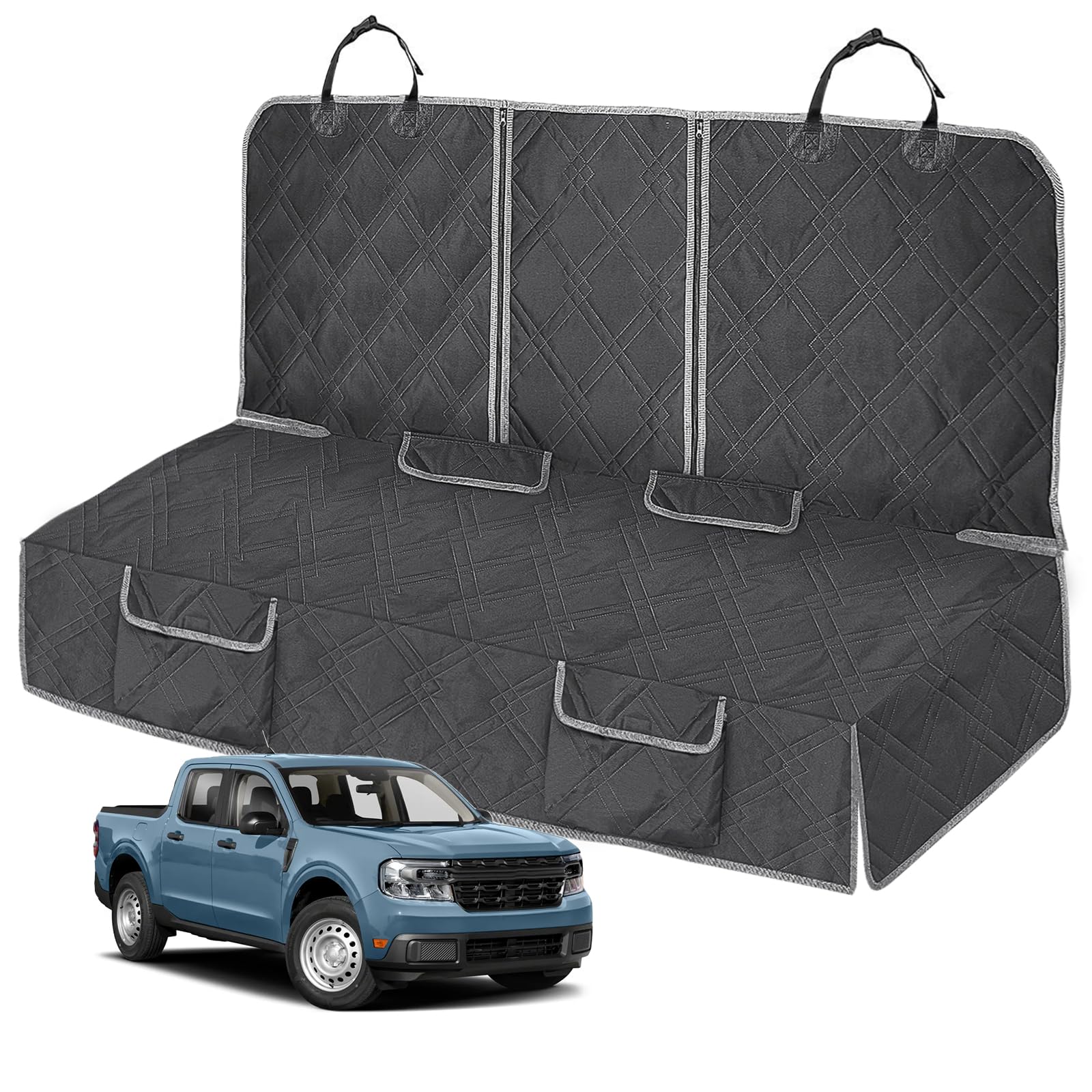 Kistrba Dog Car Seat Cover Compatible With Ford Maverick/Hyundai Santa Cruz, Waterproof Pet Bench Seat Cover For Back Seat, 600D