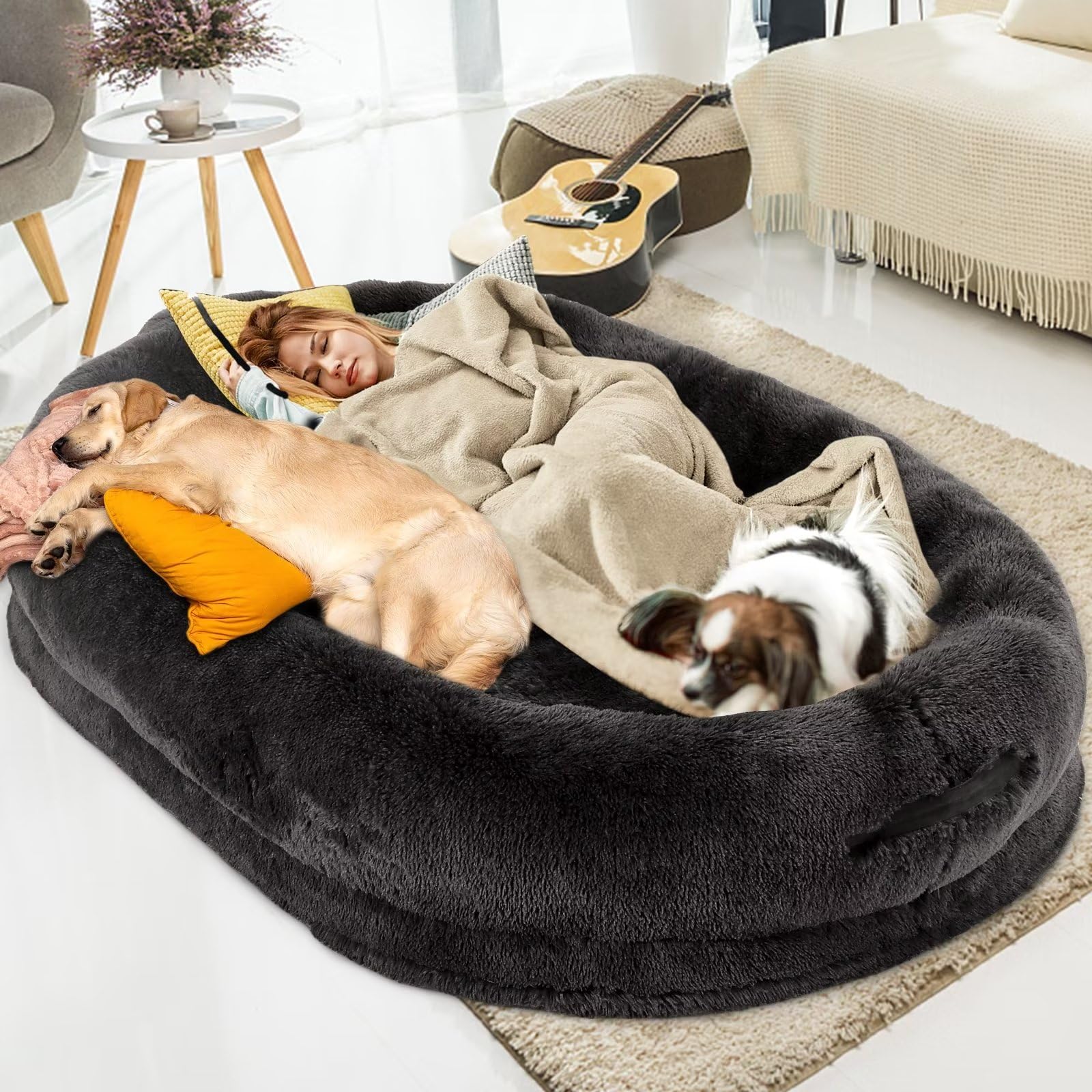 Fieiyob Human Dog Bed, 71X51X12 Human Dog Bed For Adult, Orthopedic Dog Bed Soft Cozy Flufy Human Sized Dog Bed Xxxl For D