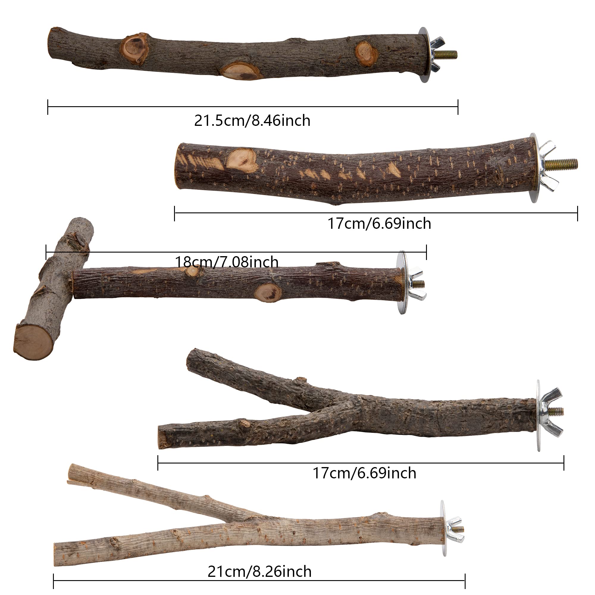 Ebaokuup 5Pcs Natural Wood Bird Perches For Parrot - Wooden Bird Parrot Stand Branches Parakeet Cage Perch Accessories For Small