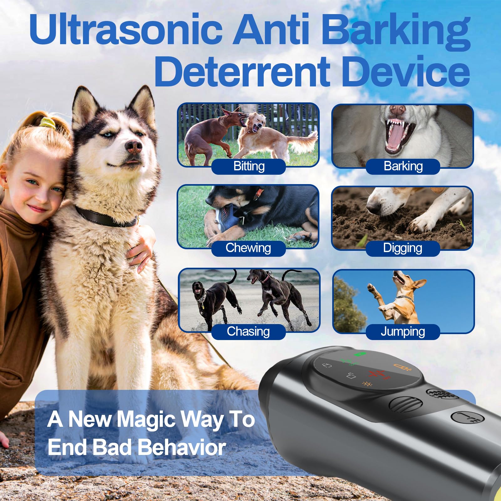 Ydhz Dog Sonic Bark Deterrents Devices, Portable Ultrasonic Dog Bark Deterrent Safe & Effective Anti Barking Device For Dogs Tra
