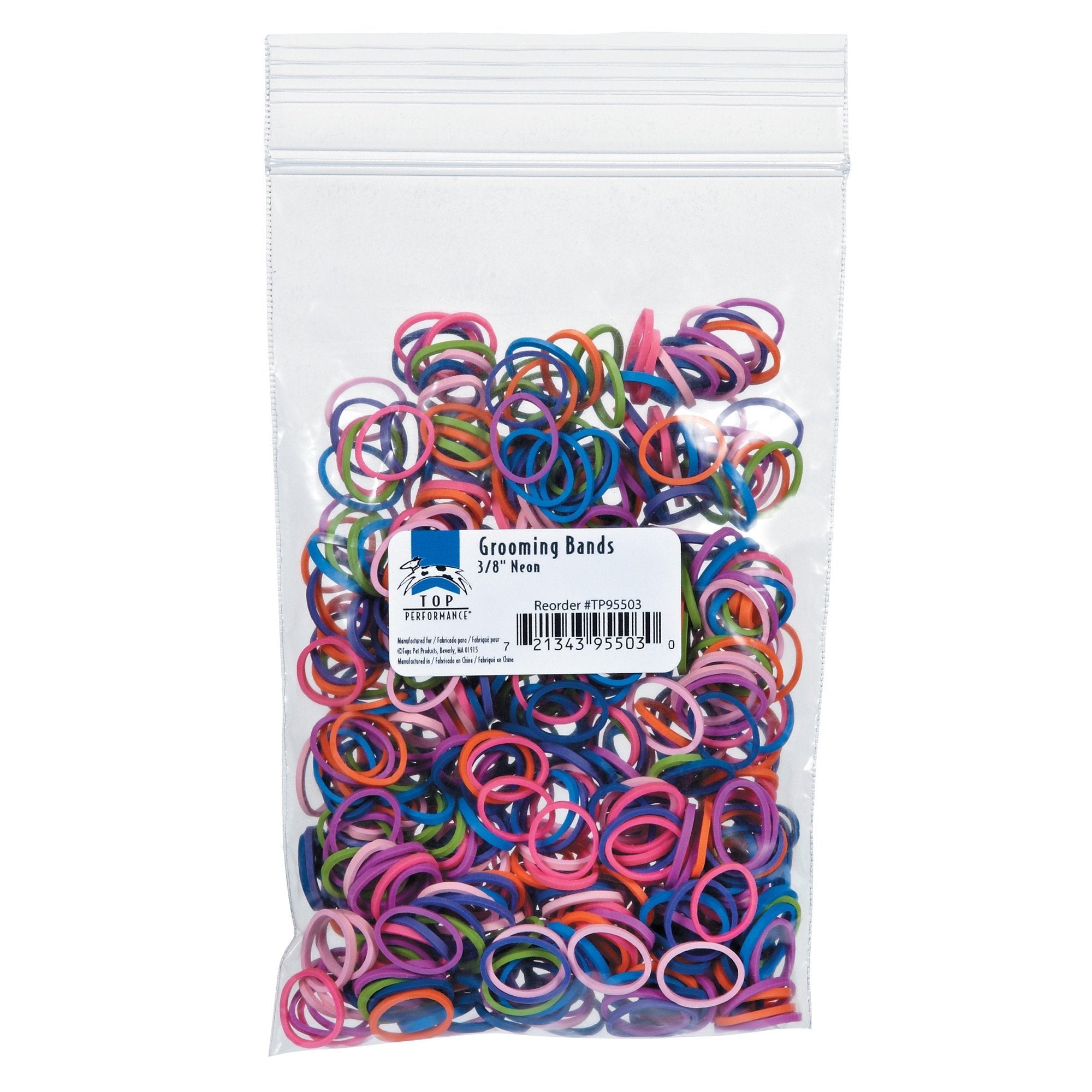 Top Performance Grooming Bands For Dogs, 3/8-Inch, Neon Colors