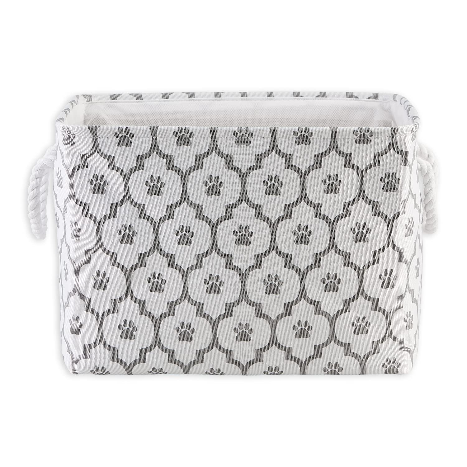 Bone Dry Pet Storage Collection Lattice Paw Print, Medium Rectangle, White/Gray