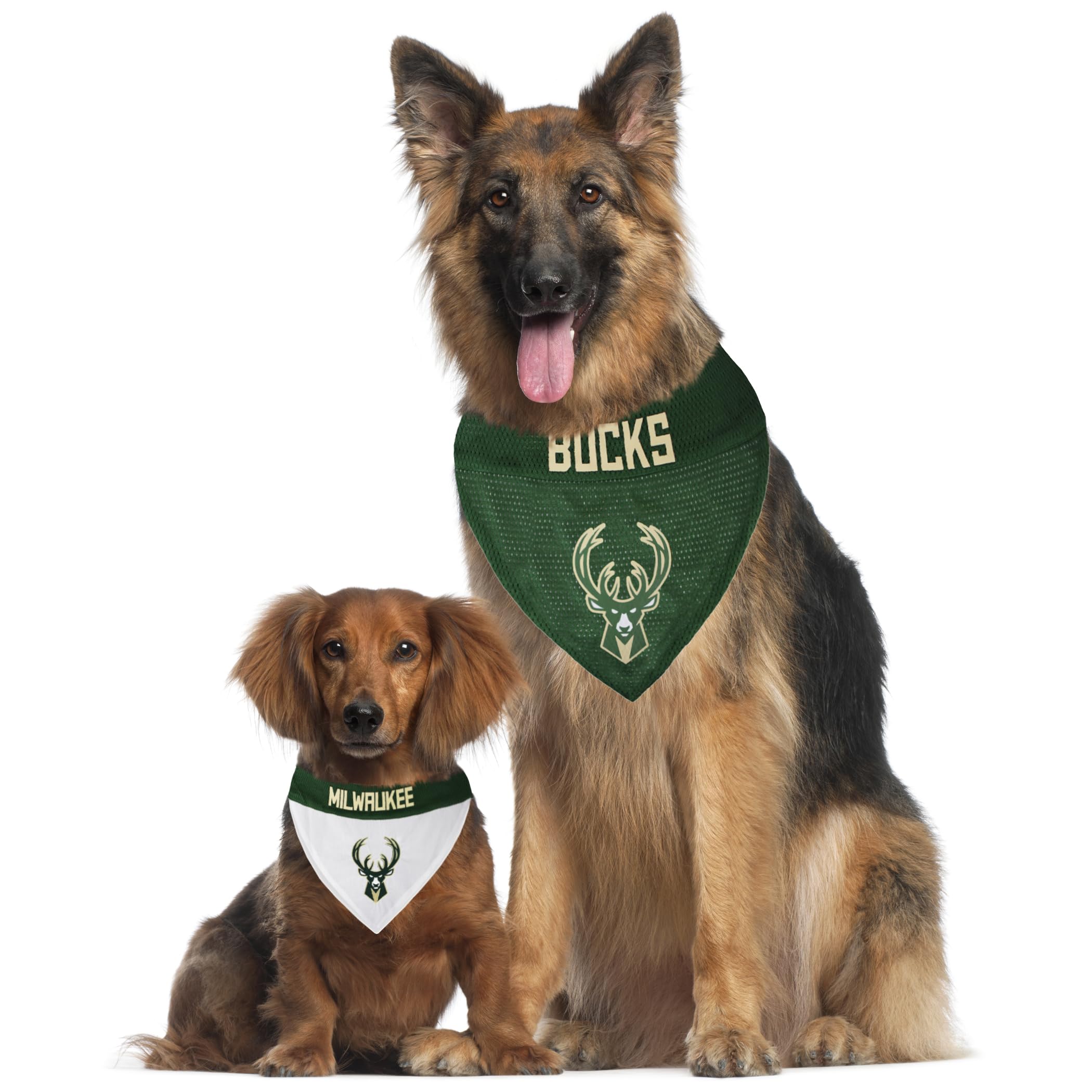 Nba Dog Bandana - Milwaukee Bucks Reversible Pet Bandana. 2 Sided Home & Away Sports Bandana With A Premium Embroidery Team Logo