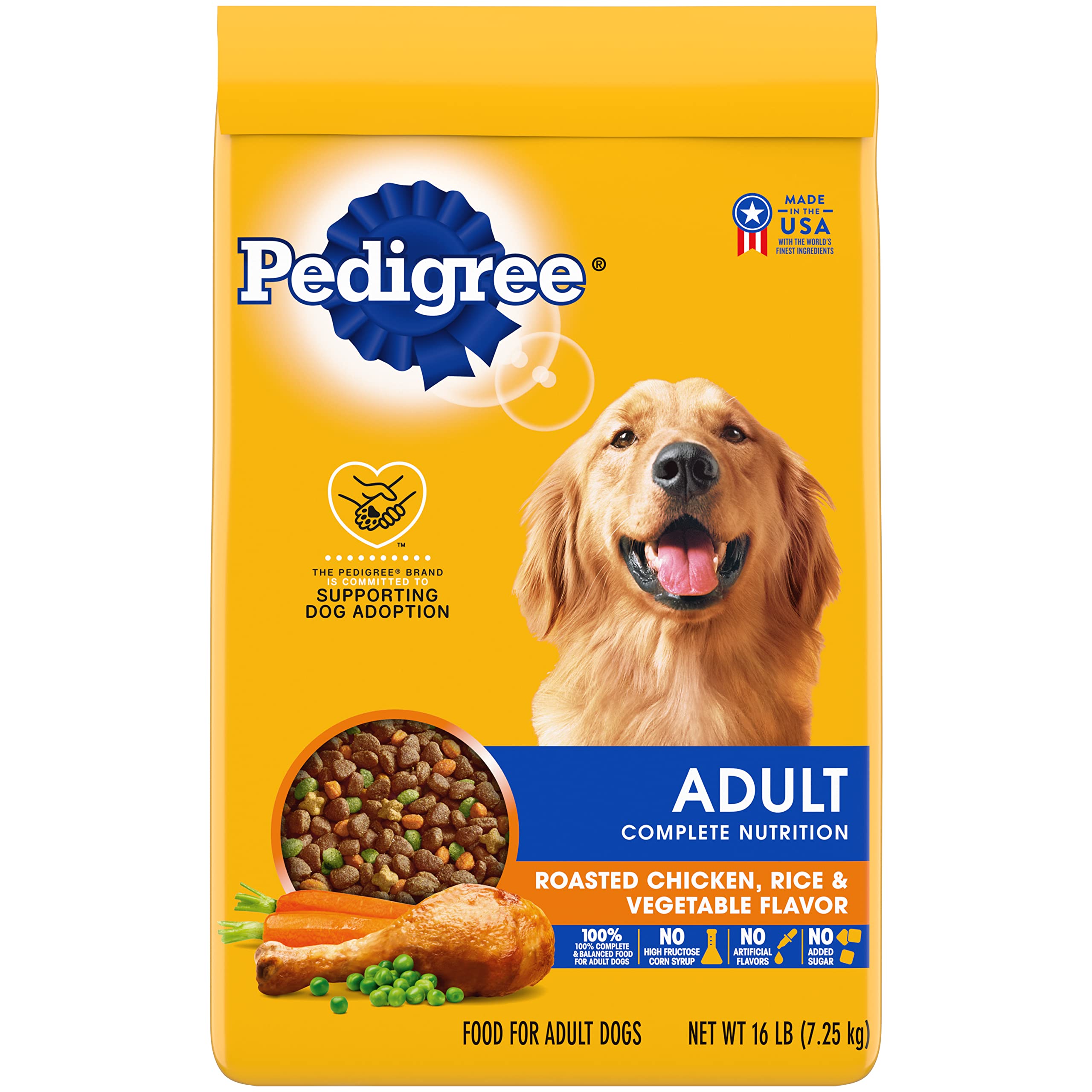 Pedigree Complete Nutrition Adult Dry Dog Food Roasted Chicken, Rice & Vegetable Flavor Dog Kibble, 16 lb. Bag