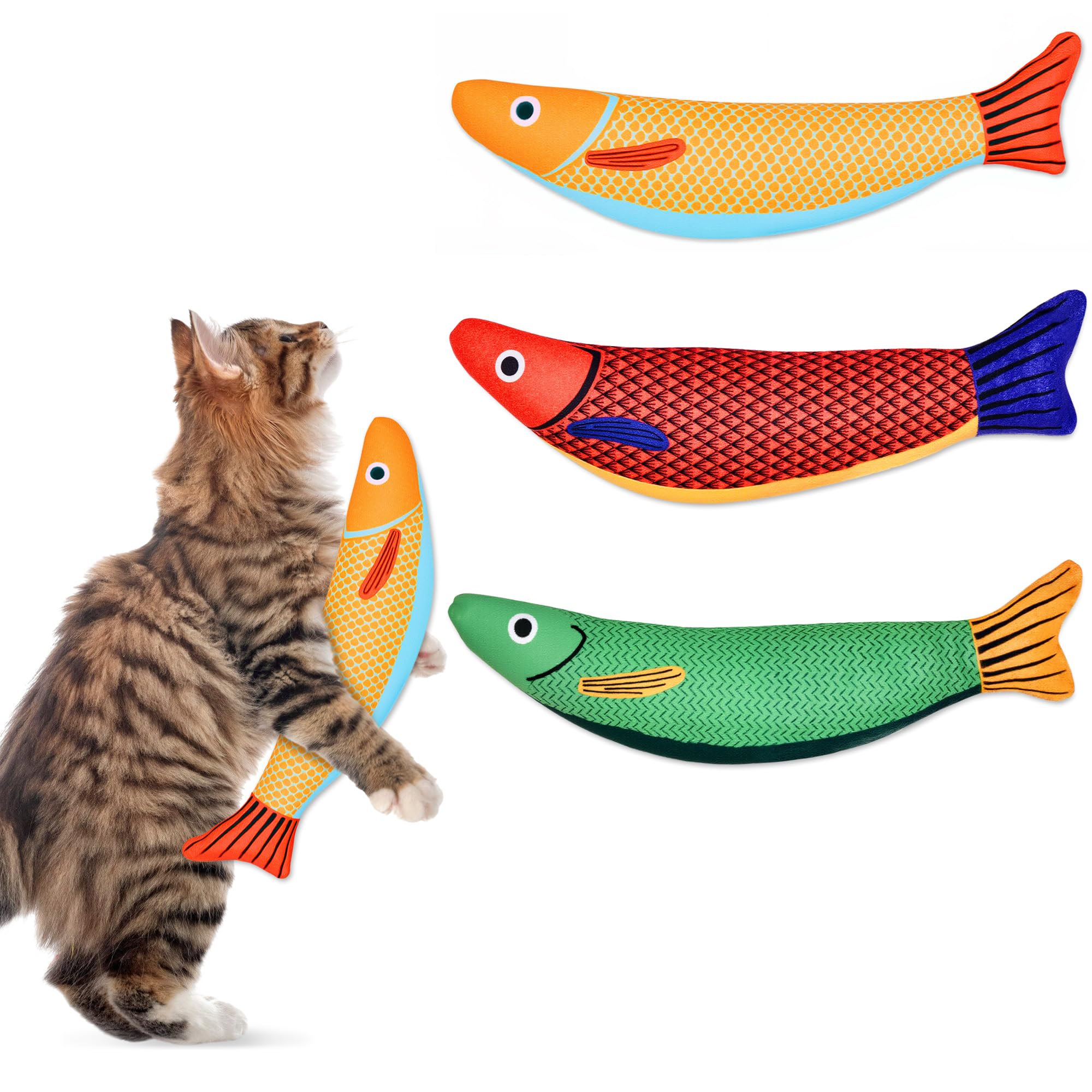 Petprana Cat Toys, 3-Pack Catnip Toys For Cats, Soft And Durable With Crinkle Sound, Interactive Kitten Toys For Indoor Cats, 9.