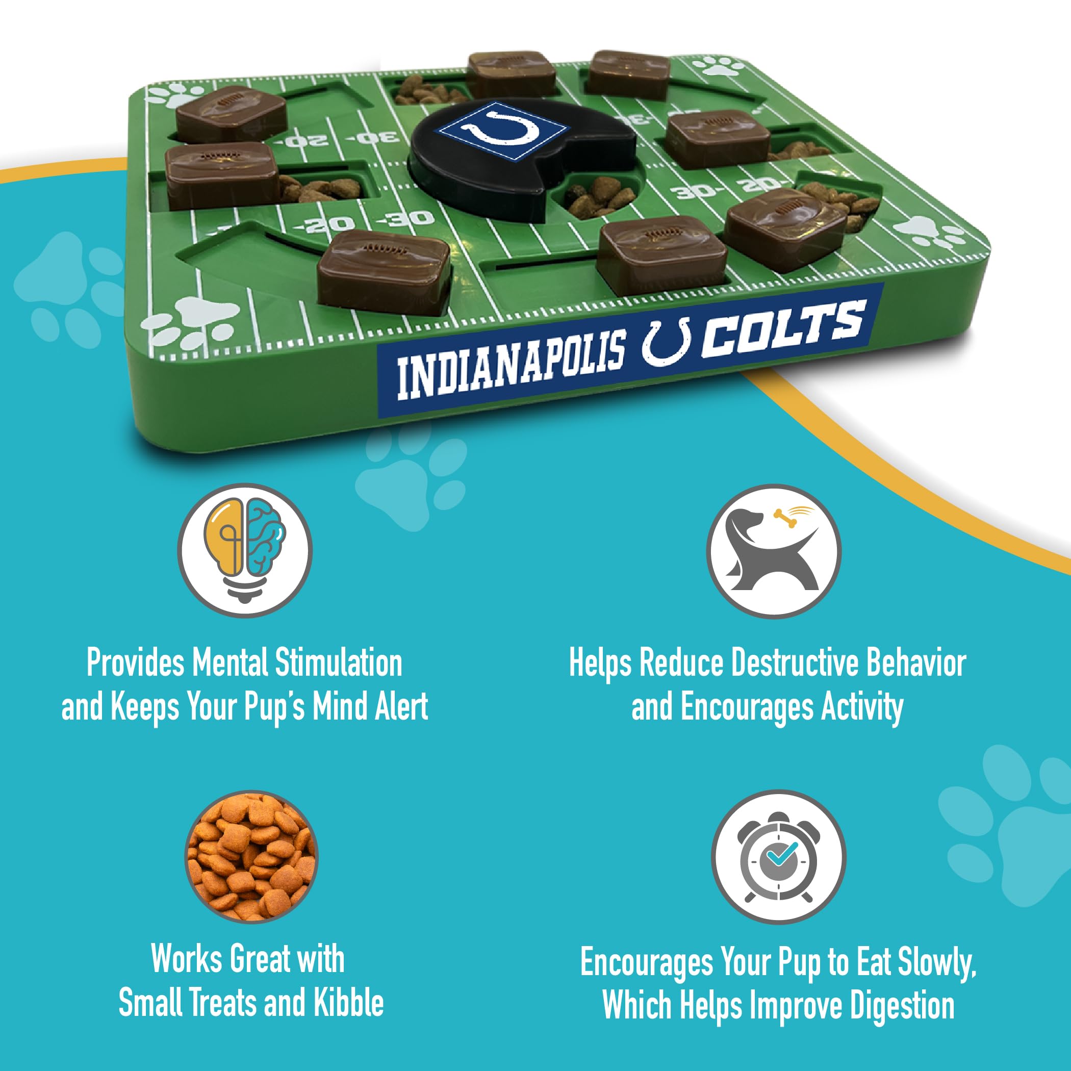 Pets First Nfl Indianapolis Colts Puzzle Toy - Interactive Dog Puzzle Treat Toy