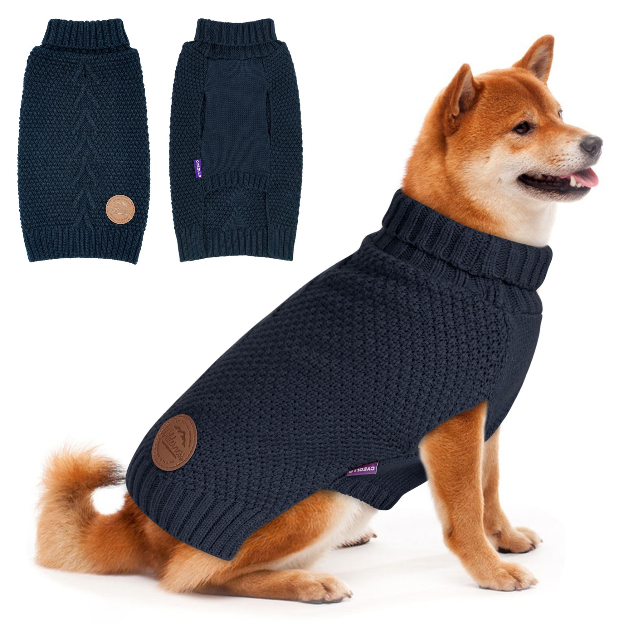 Cyeollo Dog Sweater Turtleneck Knitted Sweaters With Leash Hole Winter Dog Clothes Cozy Sweaters For Small To Medium Dogs