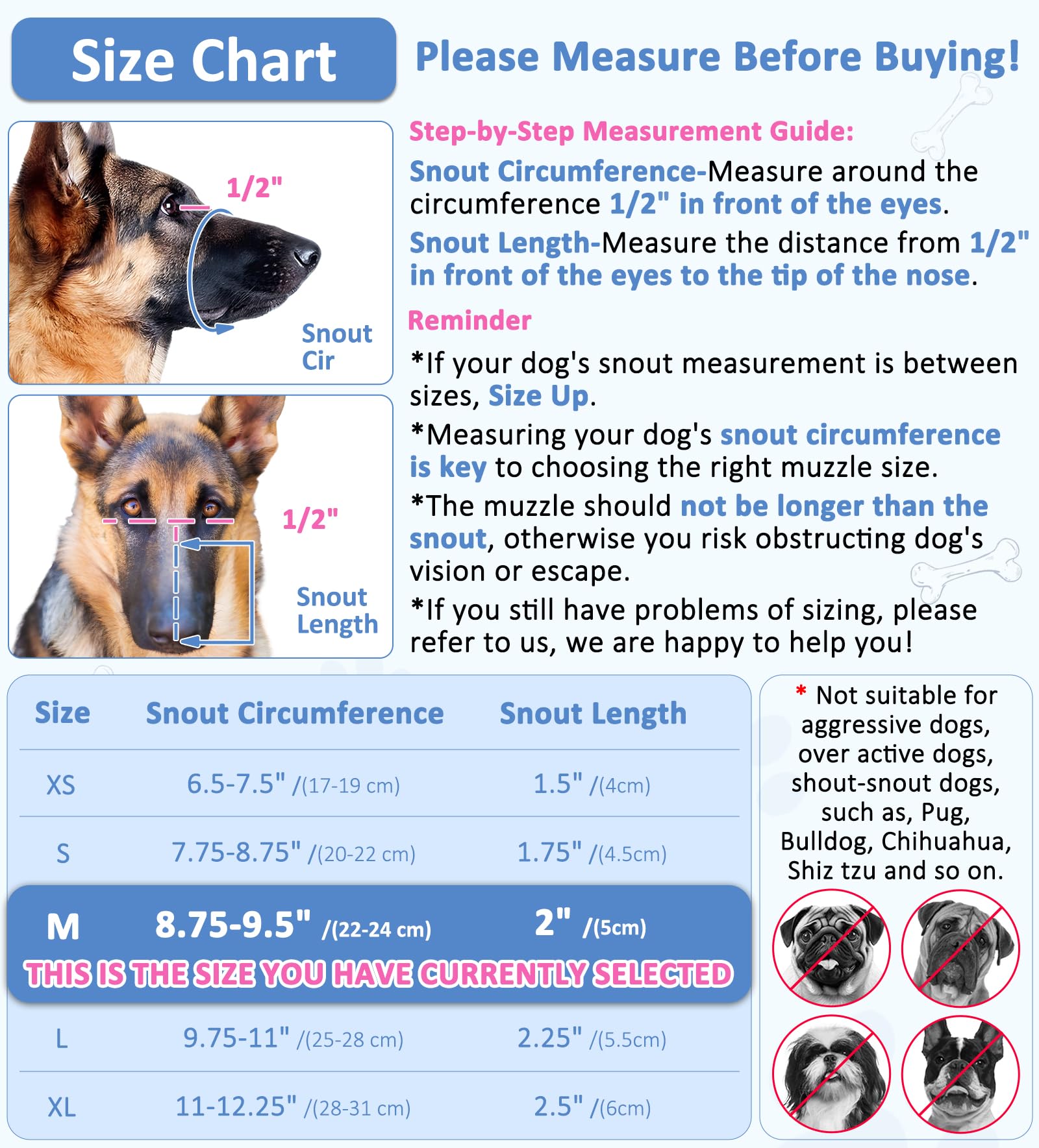 LUCKYPAW Soft Muzzle for Medium Large Sized Dogs Beagle Labrador German Shepherds, Dog Muzzle to Prevent Biting Chewing, Adjusta