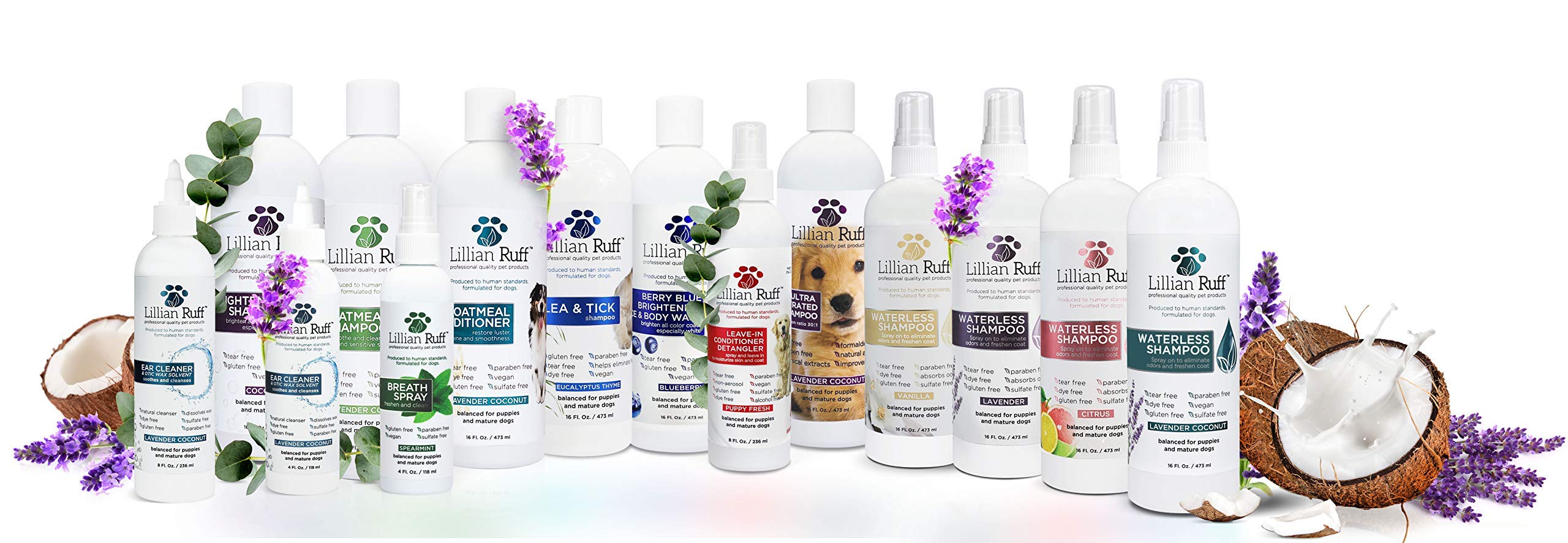 Lillian Ruff Calming Oatmeal Pet Conditioner For Dry Skin & Itch Relief With Aloe & Hydrating Essential Oils - Replenish Moisture & Deodorize - Dog Conditioner For Normal/Sensitive Skin (16Oz & Brush)