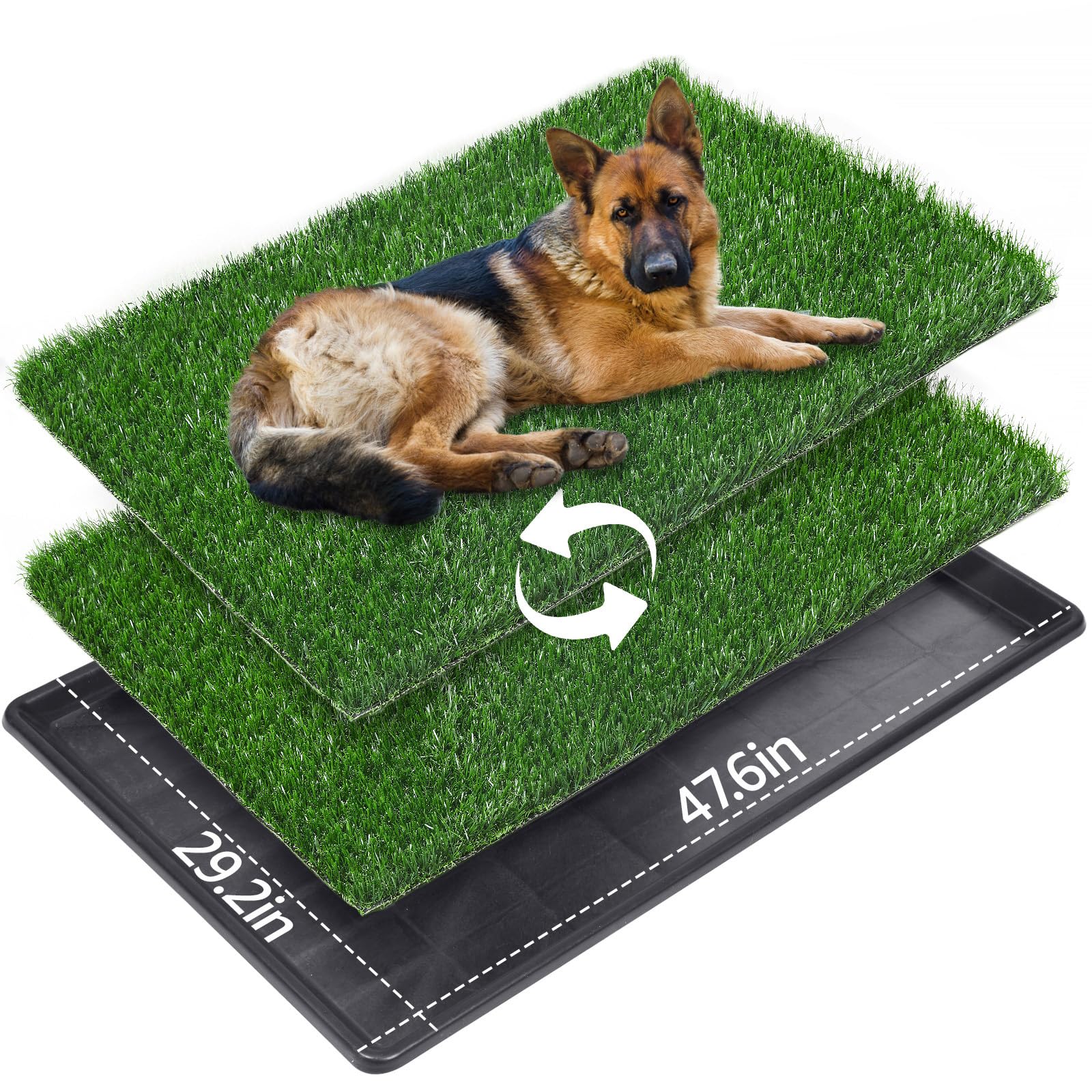 Loobani 47.6'X29.2' Extra Large Dog Grass Potty Tray - Dog Litter Box With 2-Pack Replacement Artificial Grass Puppy Training 