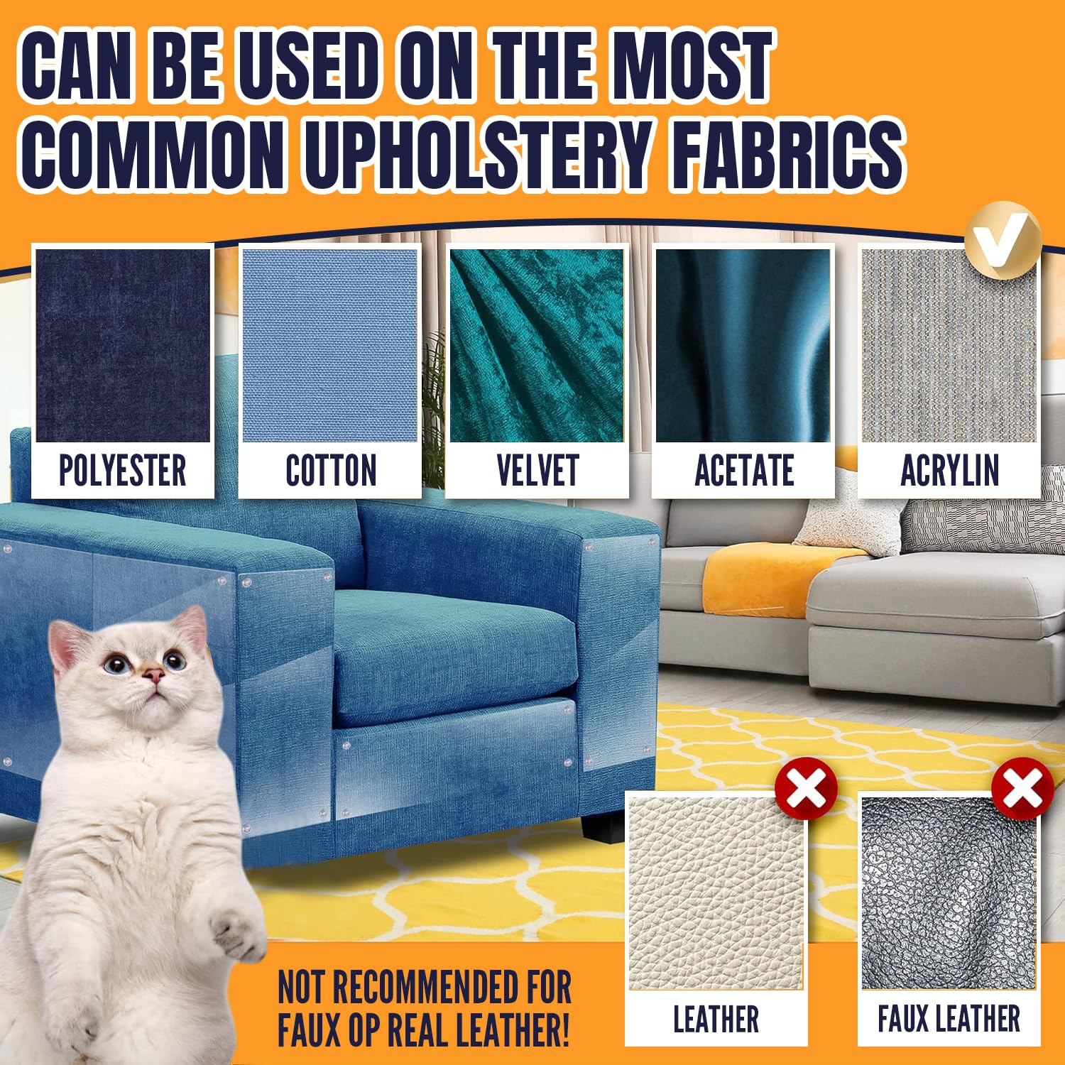 Anti Cat Scratch Furniture Protector-12 Pack Single Side Couch Protector For Cats, Clear Cat Scratch Deterrent For Door Walls