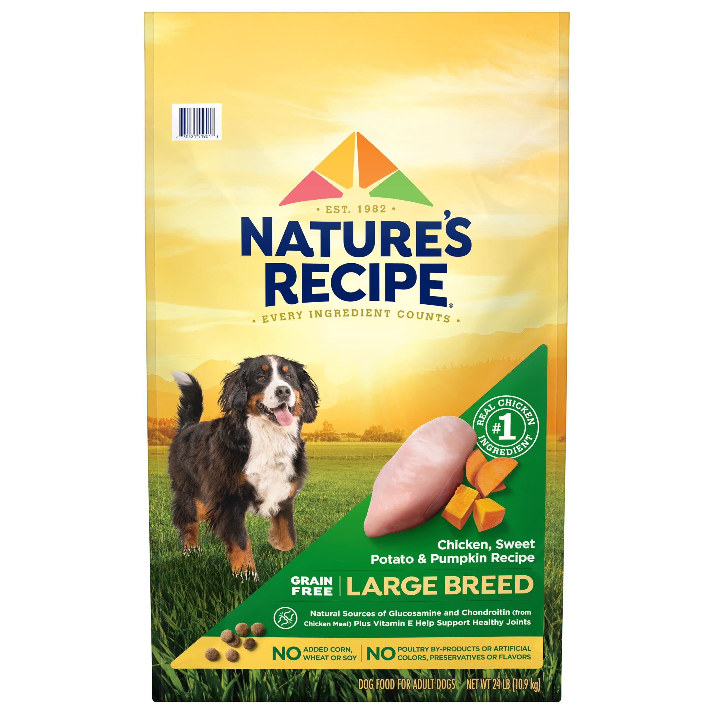 Natures Recipe Grain Free Large Breed Chicken, Sweet Potato & Pumpkin Recipe Dry Dog Food, 24 lb. Bag
