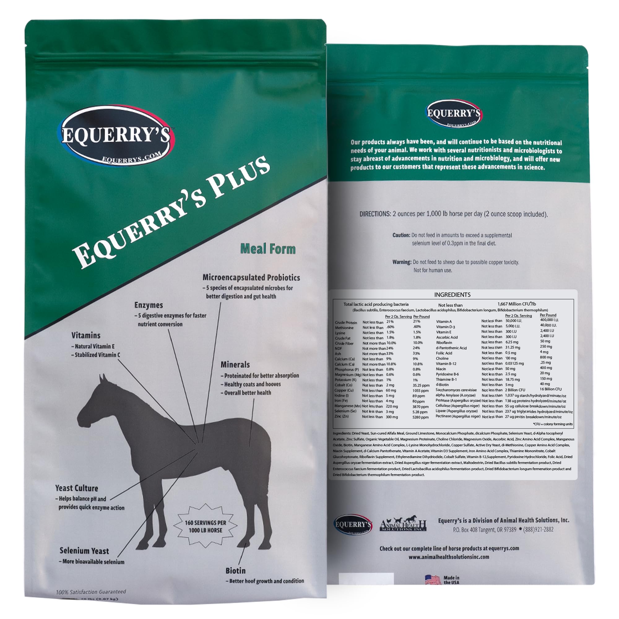 Equerrys Plus Horse Supplement - Enhanced Support with Probiotics for Digestion, Vitamins, and Minerals - Made in USA - 20 lb