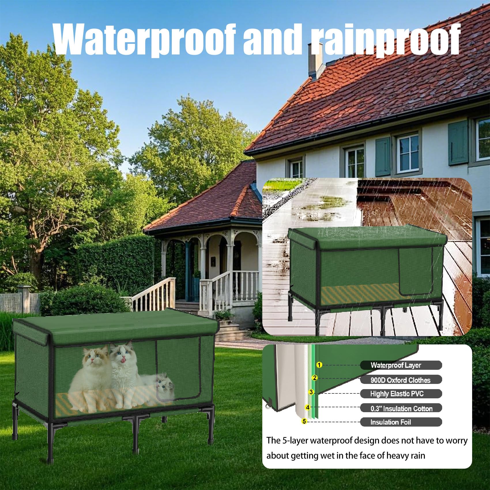 Large Outside Heated Cat House,Heated Cat House For Outdoor Cat In Winter,Outdoors Weatherproof Cats House,Stdily Heated Cats Ho