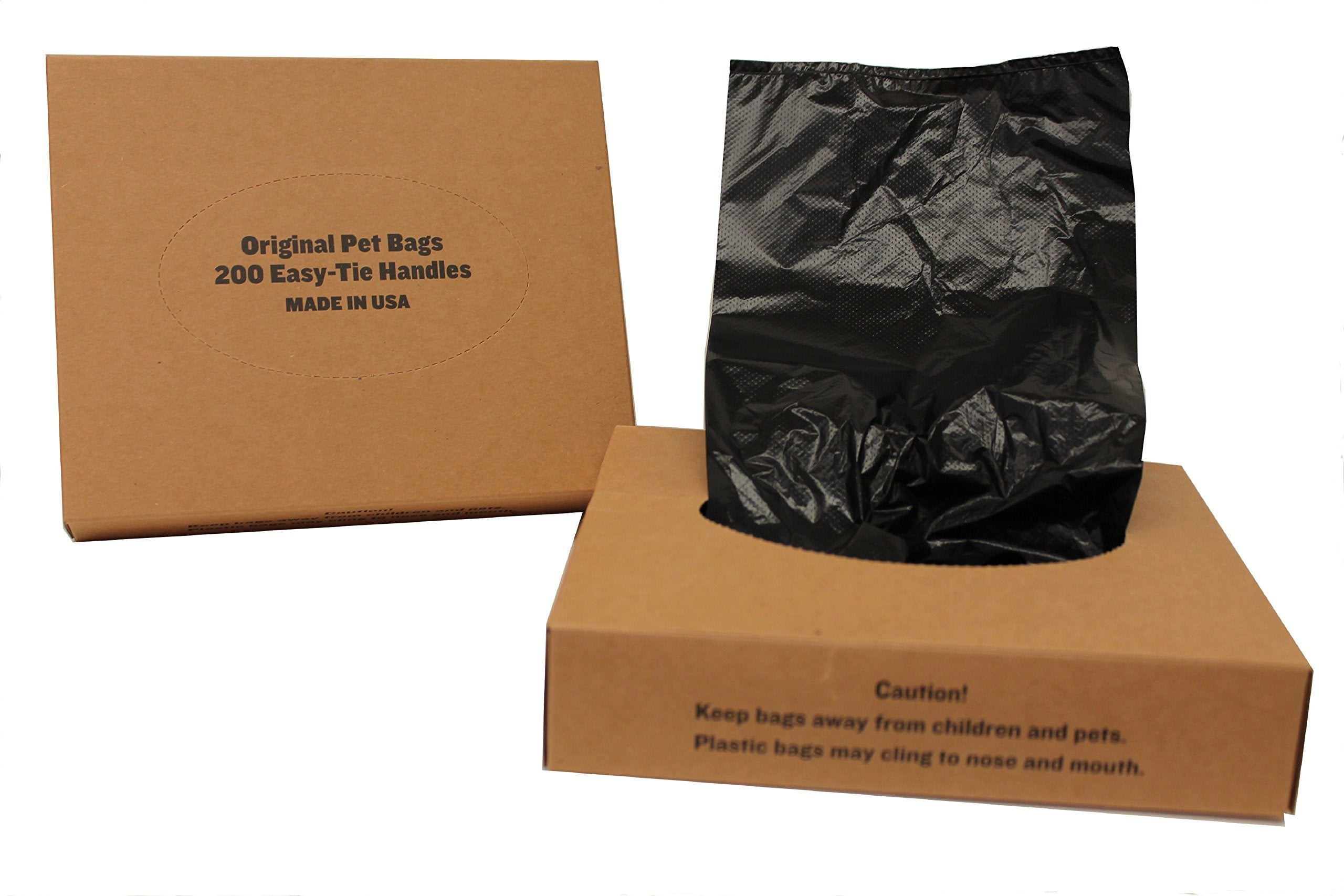 Originalpetbags Easy Open & Easy Tie-Handle 15'' Long, Strong Leak-Proof Poop Bags, Dog Waste Bags, Made In Usa (Not On Rolls)