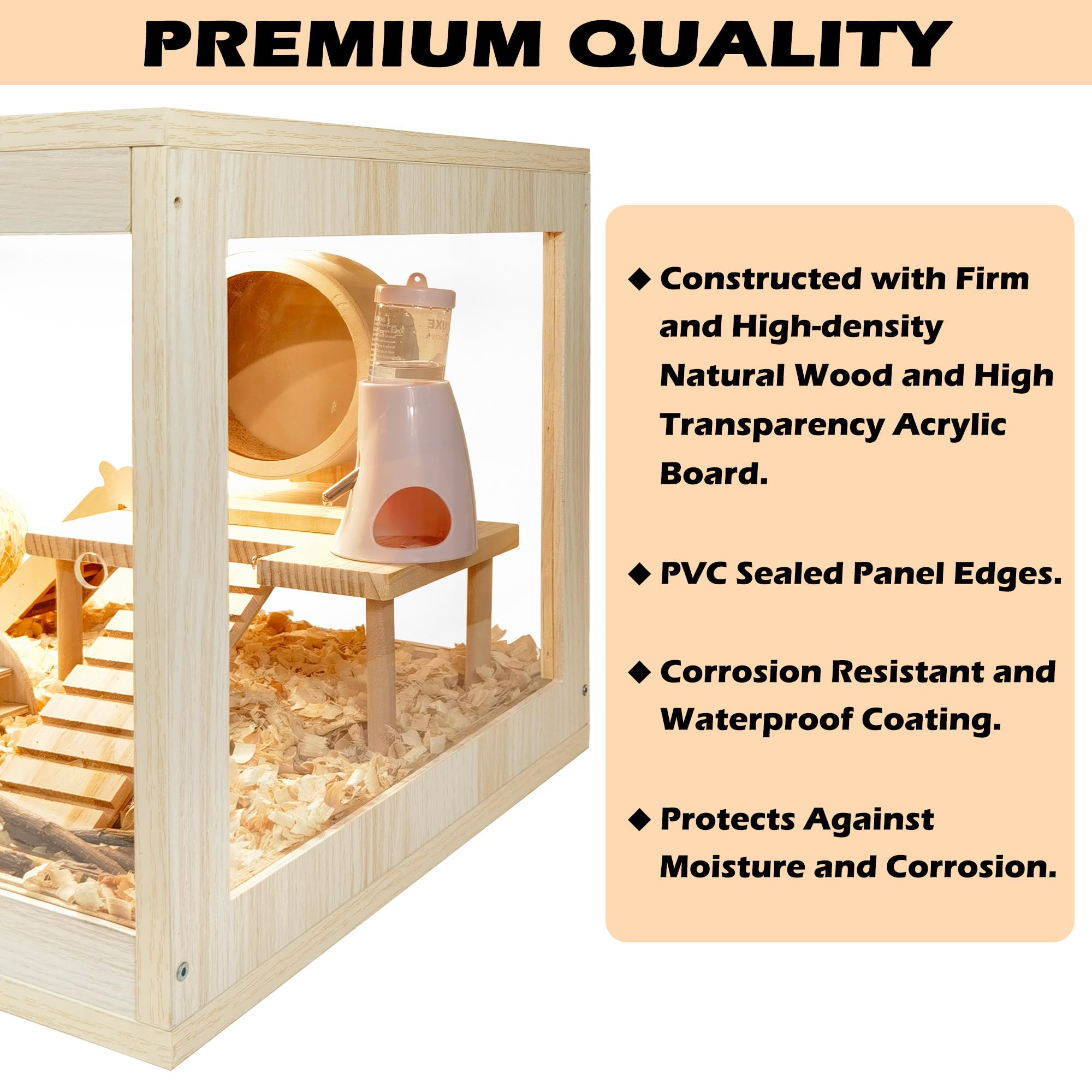 Prolee Hamster Habitat Chewproof, Mice And Rat Habitat With Transparent Sides, Hamster Cage With Openable Mesh Top, Solid Built
