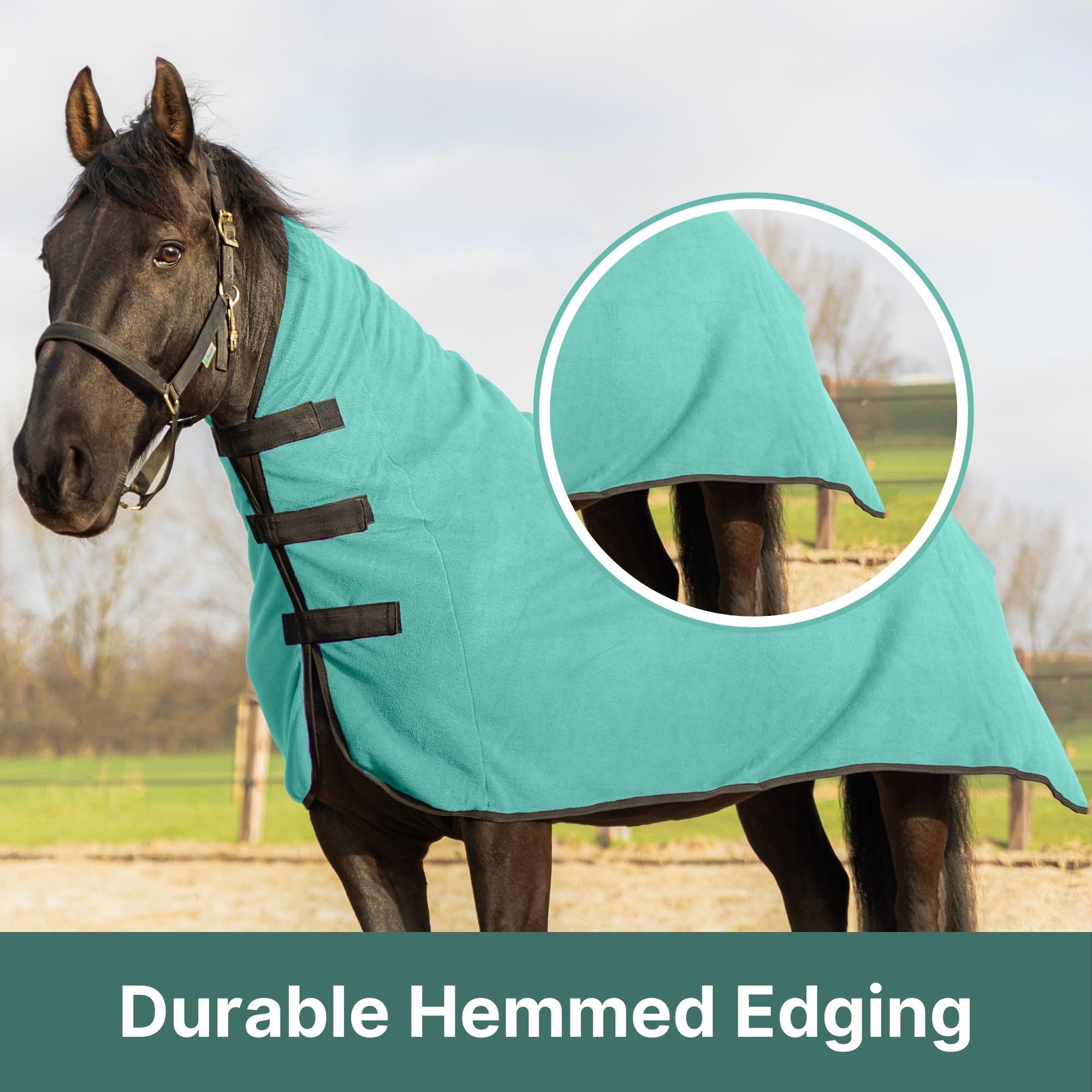 Resistance Long Lasting & Warm Soft Fleece Contour Cooler For Horse (Teal, Medium)