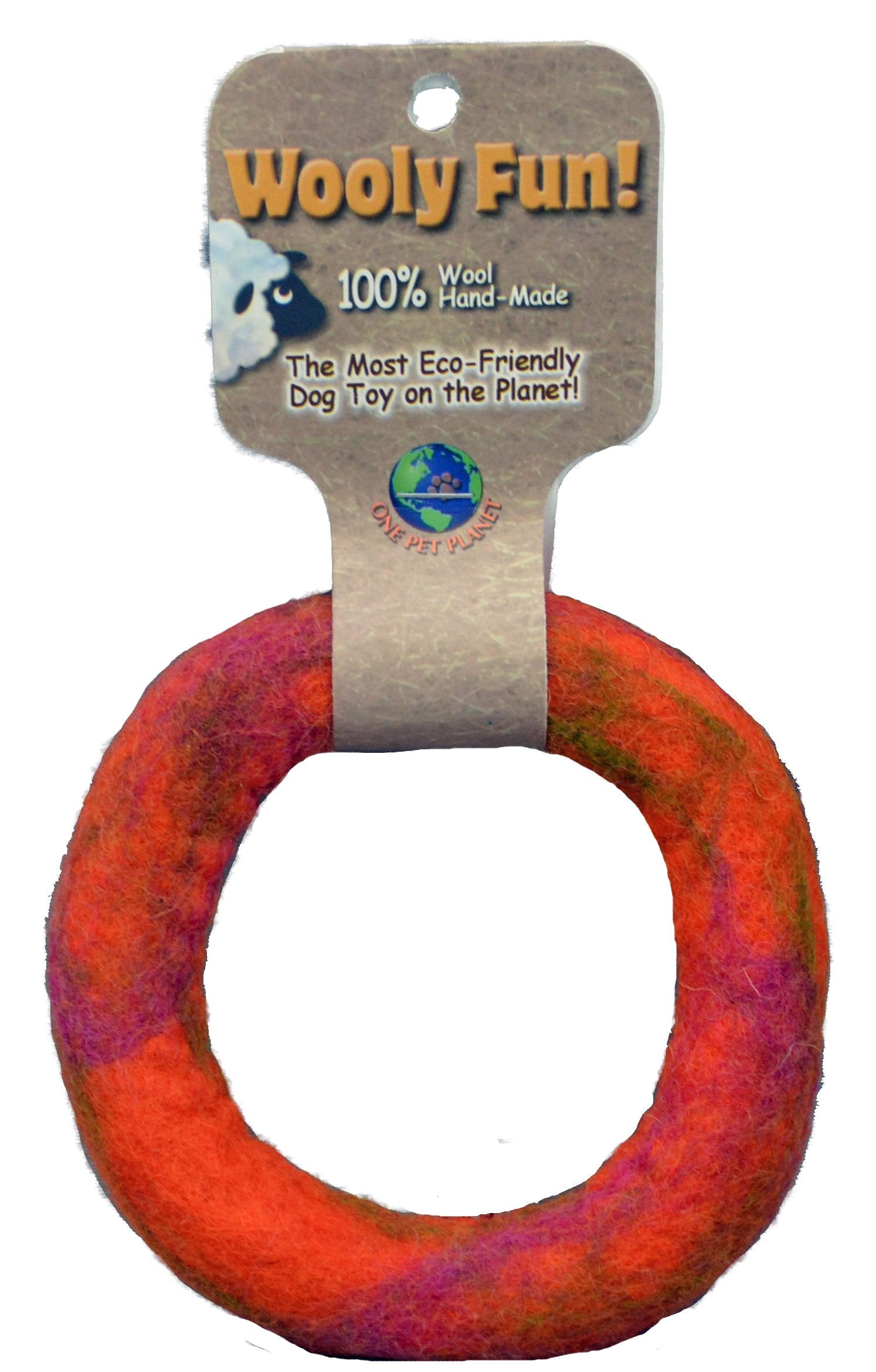 One Pet Planet Wool Dog Toy, 5-Inch, Orange