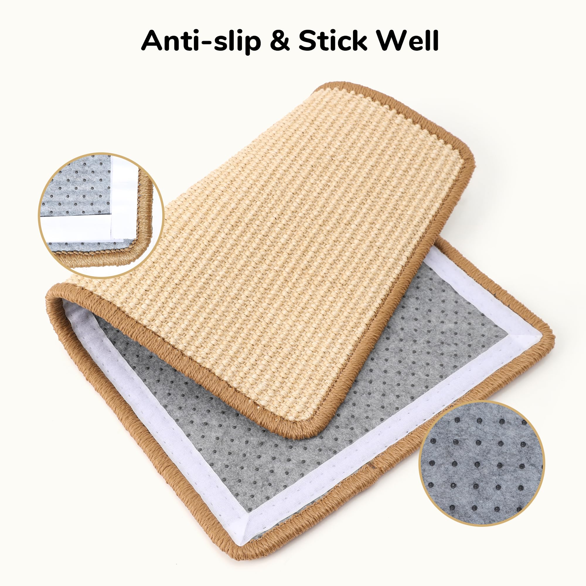 FUKUMARU Cat Scratching Mat - 2 Packs, 19.6"x11.8", Natural Sisal, Beige, Indoor Furniture Protector