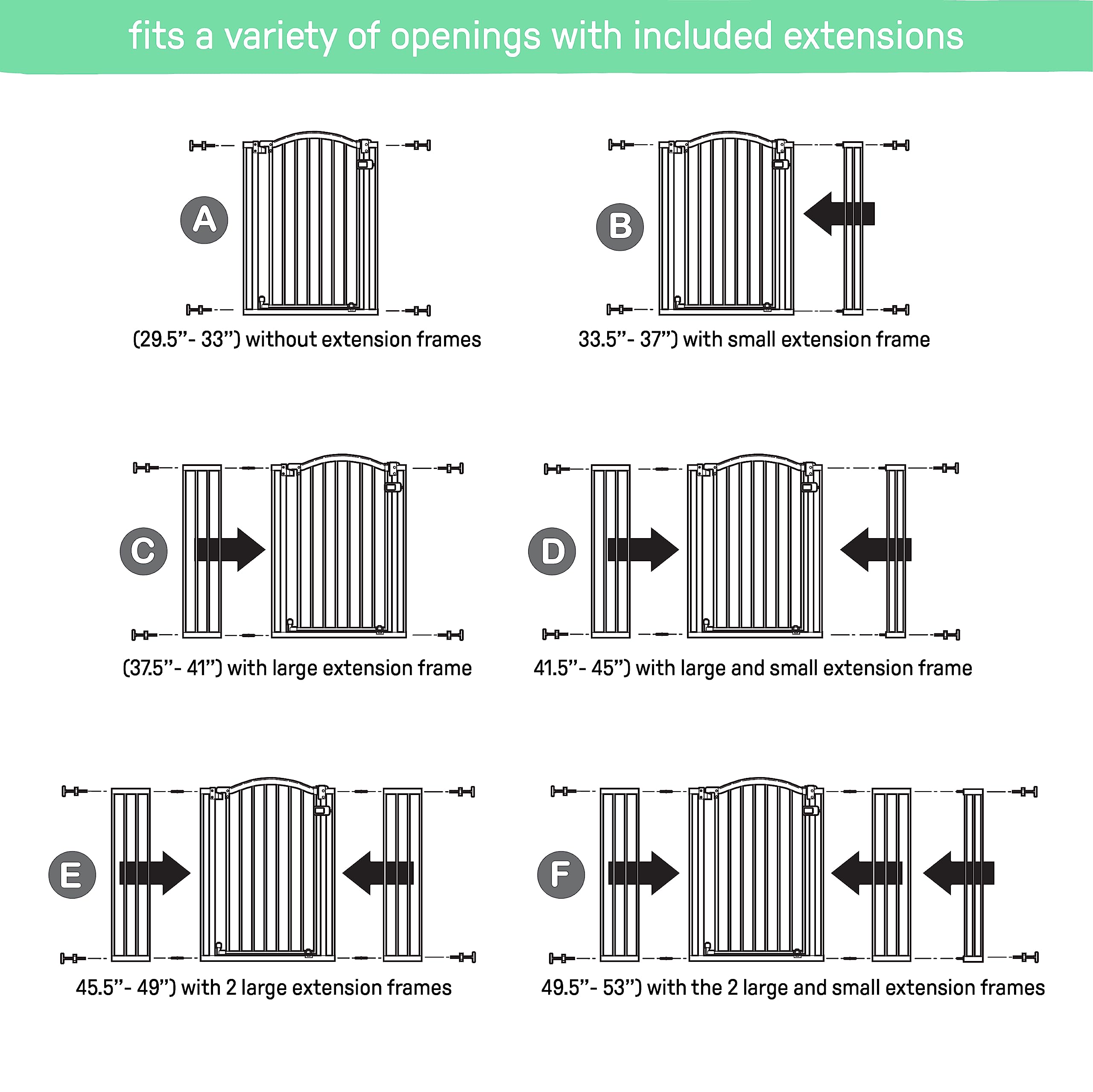 Summer Infant Extra Tall & Wide Safety Pet And Baby Gate, 29.5'-53' Wide, 38' Tall, Pressure Or Hardware Mounted, Install On Wall Or Banister In Doorway Or Stairway, Auto Close Walk-Thru Door - Gray