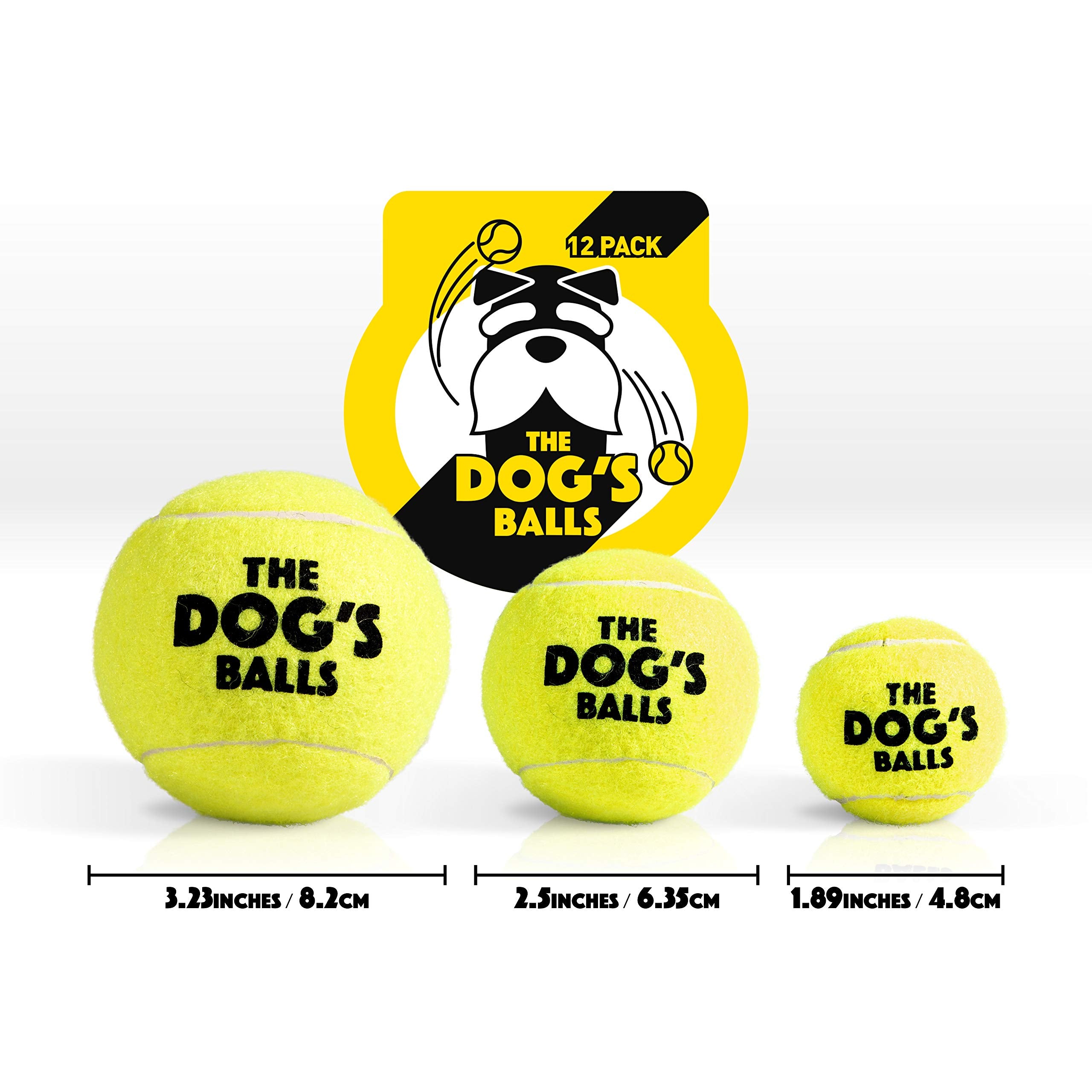 The Dog'S Balls, Dog Tennis Balls, 12-Pack Yellow, 2.5 Inches Diameter Dog Toy, Strong Dog & Puppy Ball For Training, Play, Exercise & Fetch
