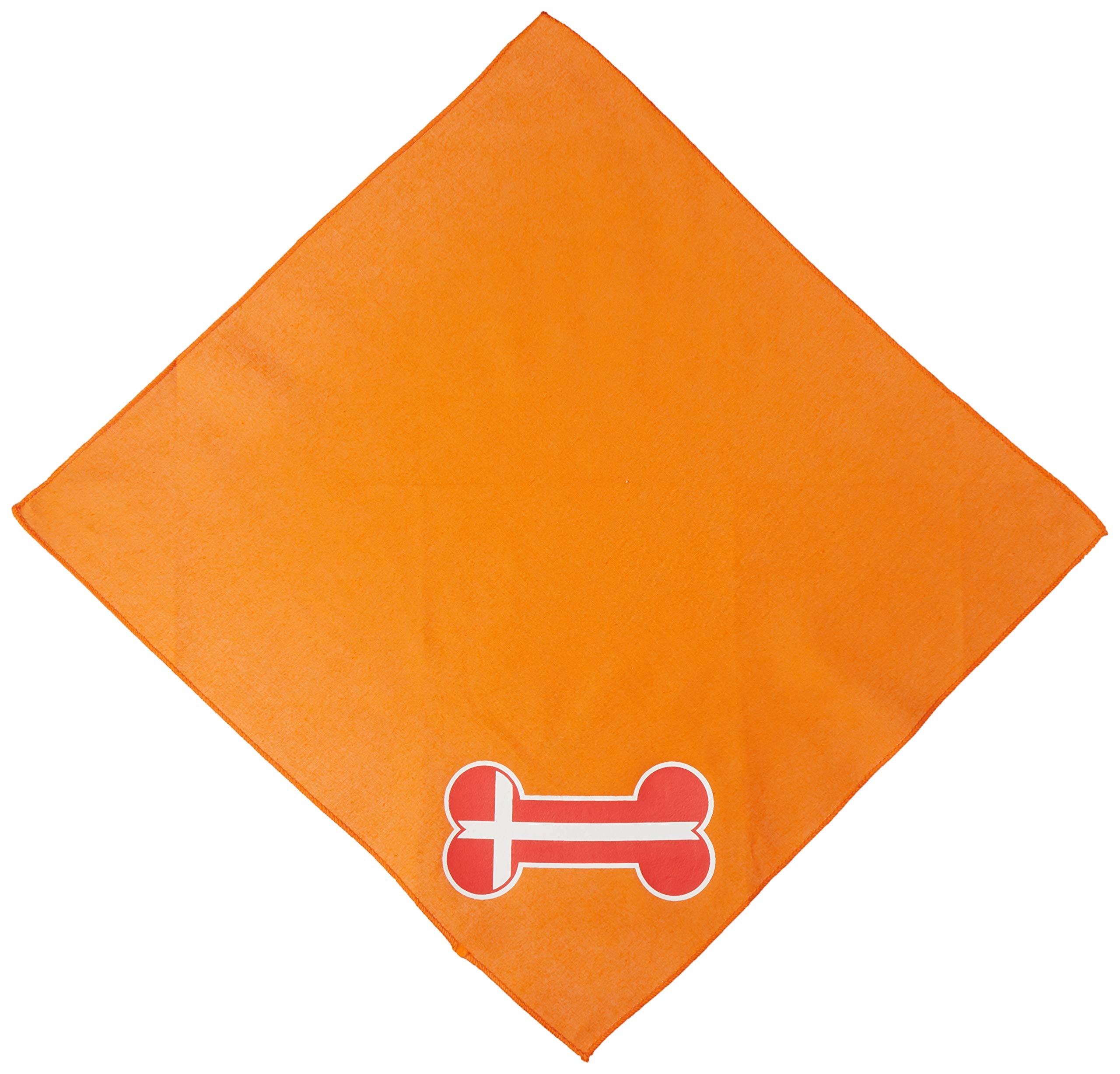Mirage Pet Products Bone Flag Denmark Screen Print Bandana for Pets, Small, Orange
